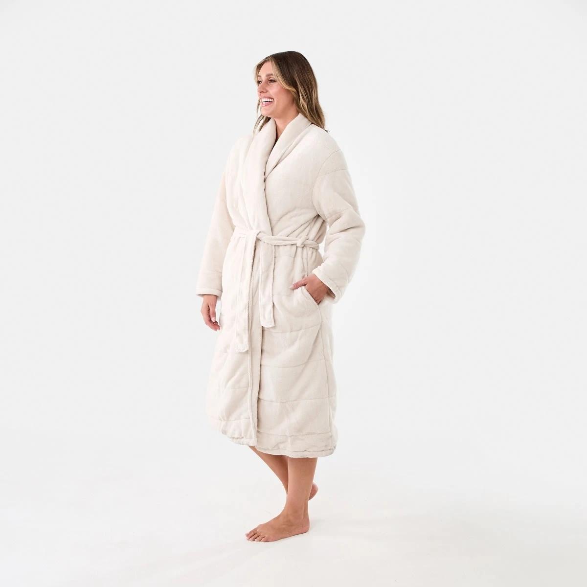 2 Blanket Fleece Gown Beige Cld, 2 of 7