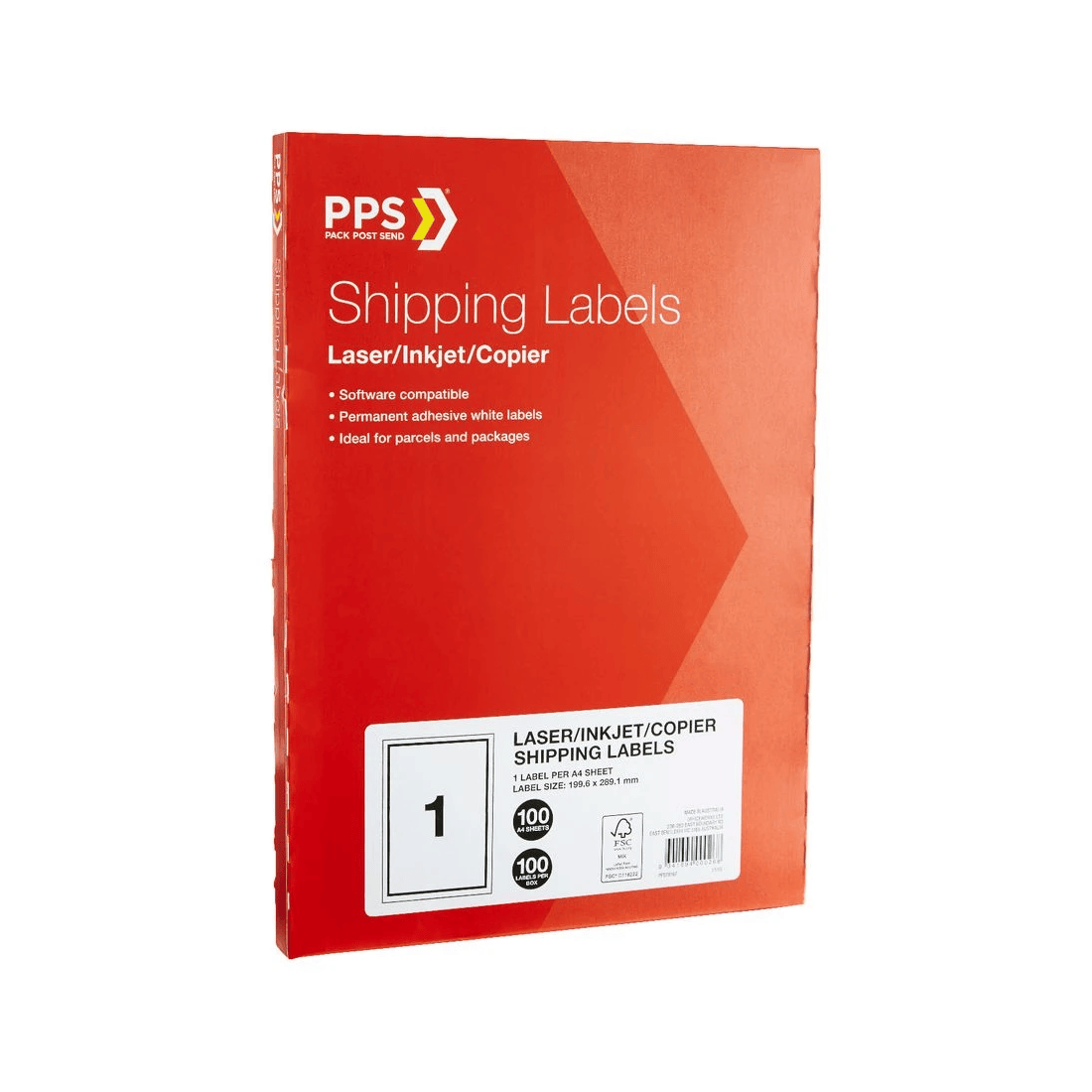 PPS Inkjet Laser Shipping Labels 1UP A4 100 Sheets - Kmart