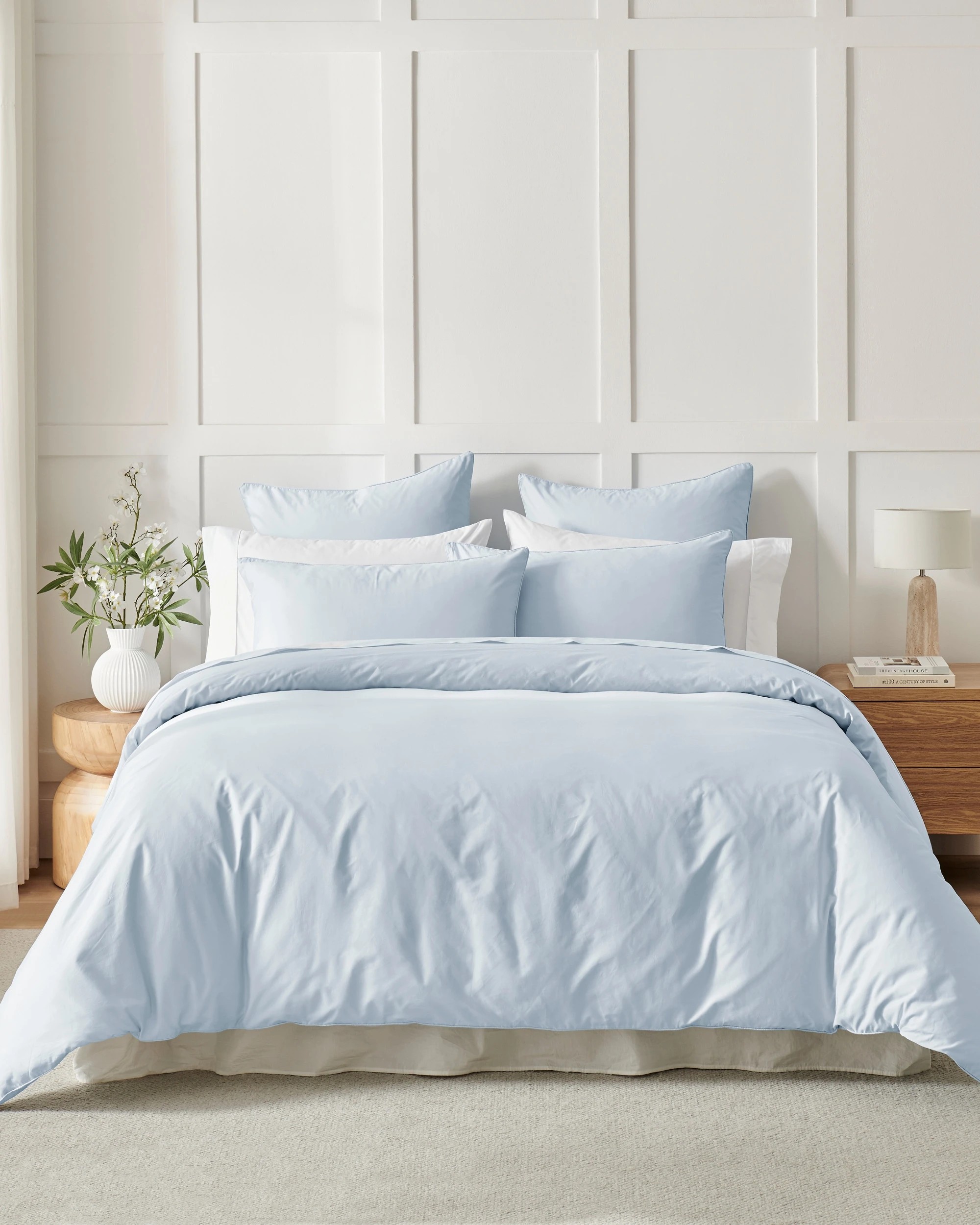 8 Dreamaker 400TC Premium Cotton Sateen Piped Quilt Cover Set - Single Bed - Sky, 8 of 10