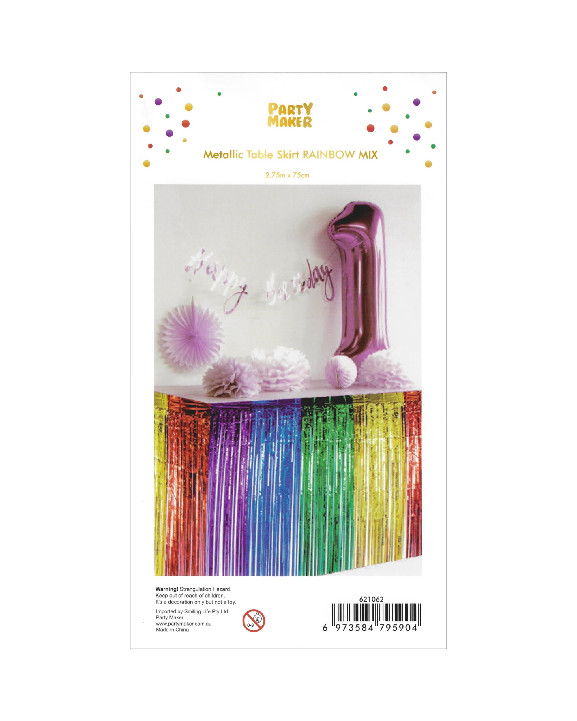 2 Partyrama Metallic Rainbow Table Skirt - Rainbow, 2 of 2