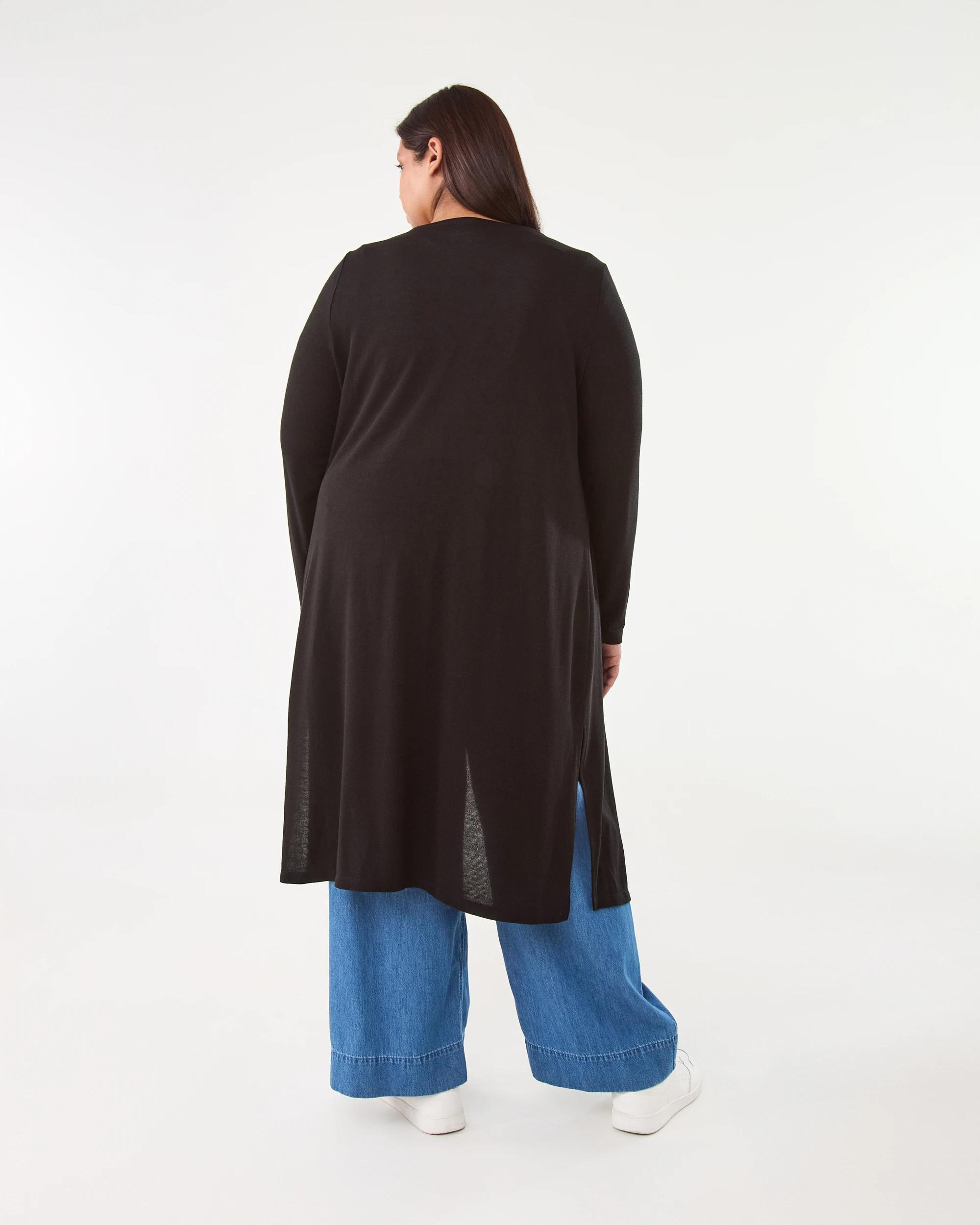 3 Curve Longline Pocket Cardigan Black, 3 of 7