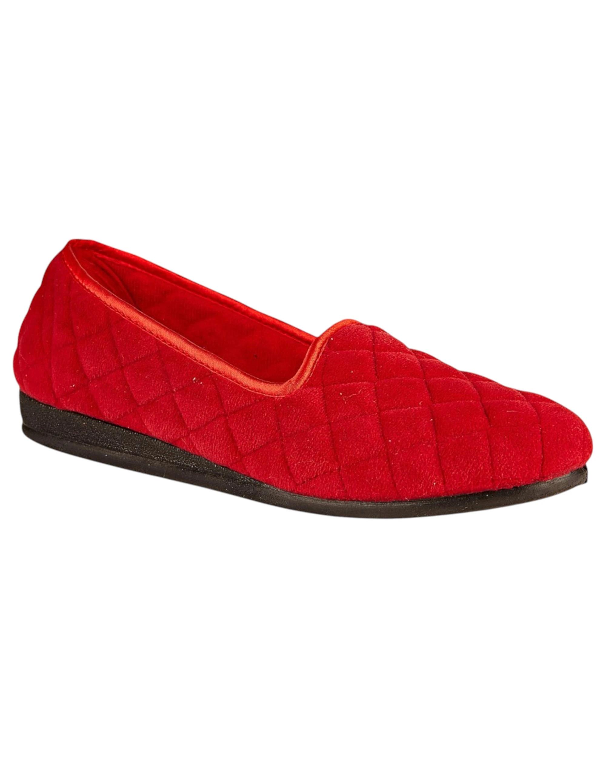 1 Grosby Womens Dawn Red Comfortable Slippers Ladies Shoes Slip On Flats RED, 1 of 5