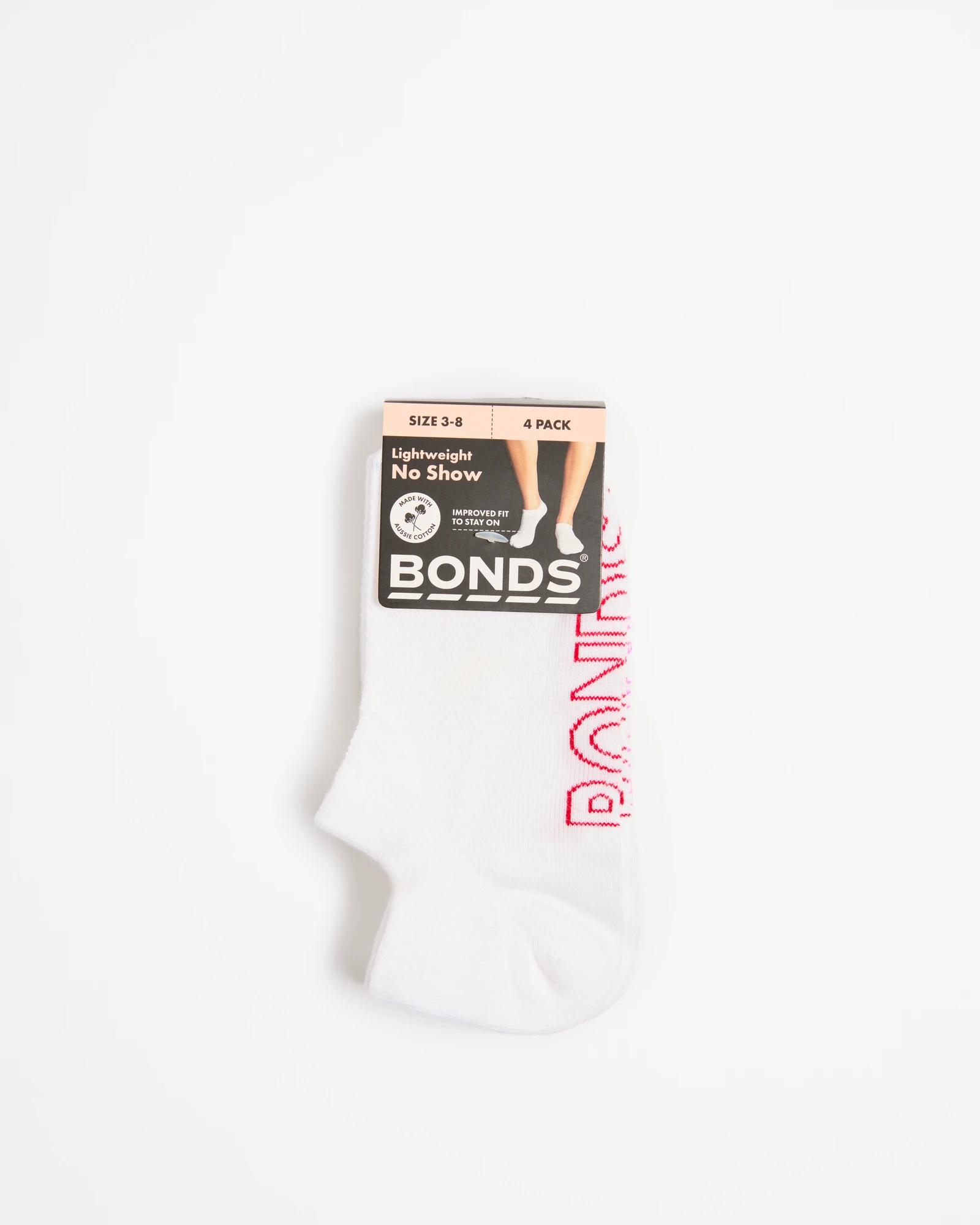 3 Women's Logo Lightweight No Show Socks 4 Pack - Bonds WHITE, 3 of 3