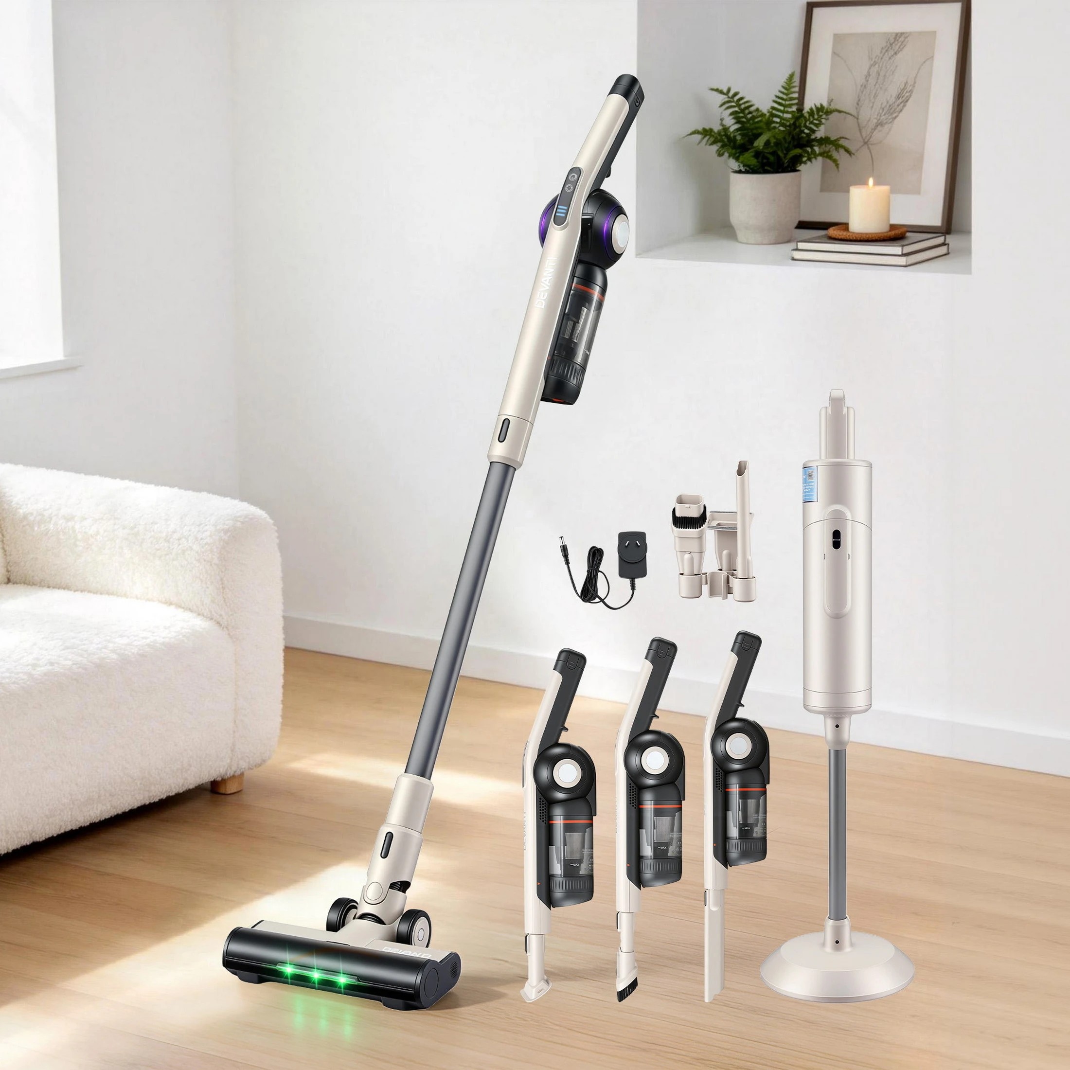 10 Devanti Cordless Vacuum Cleaner with Auto-Empty Dust Station, 18kPa Powerful Suction - Brown, 10 of 10