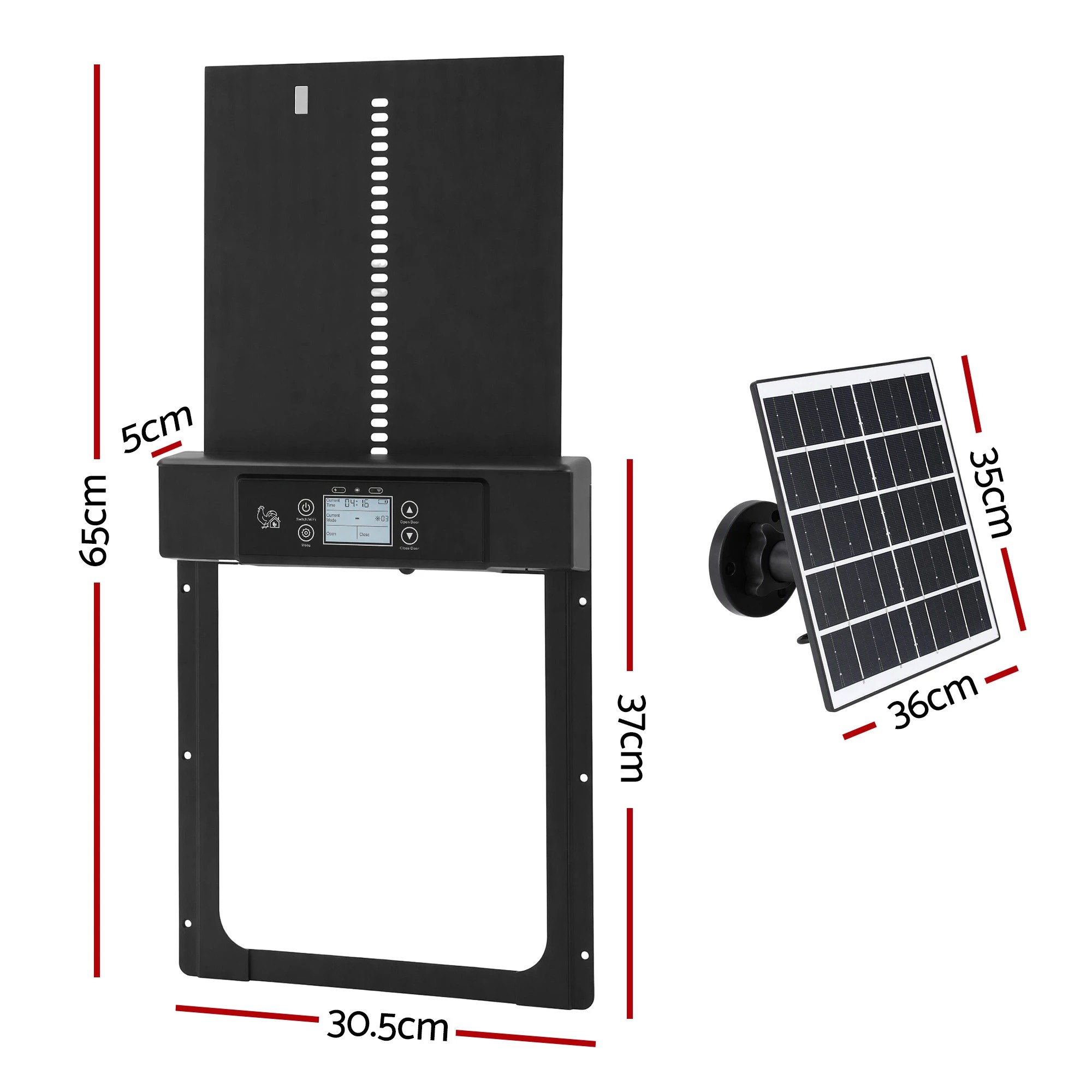 2 Giantz Automatic Chicken Coop Door 37cm Solar Powered Smart App Control- Black, 2 of 10
