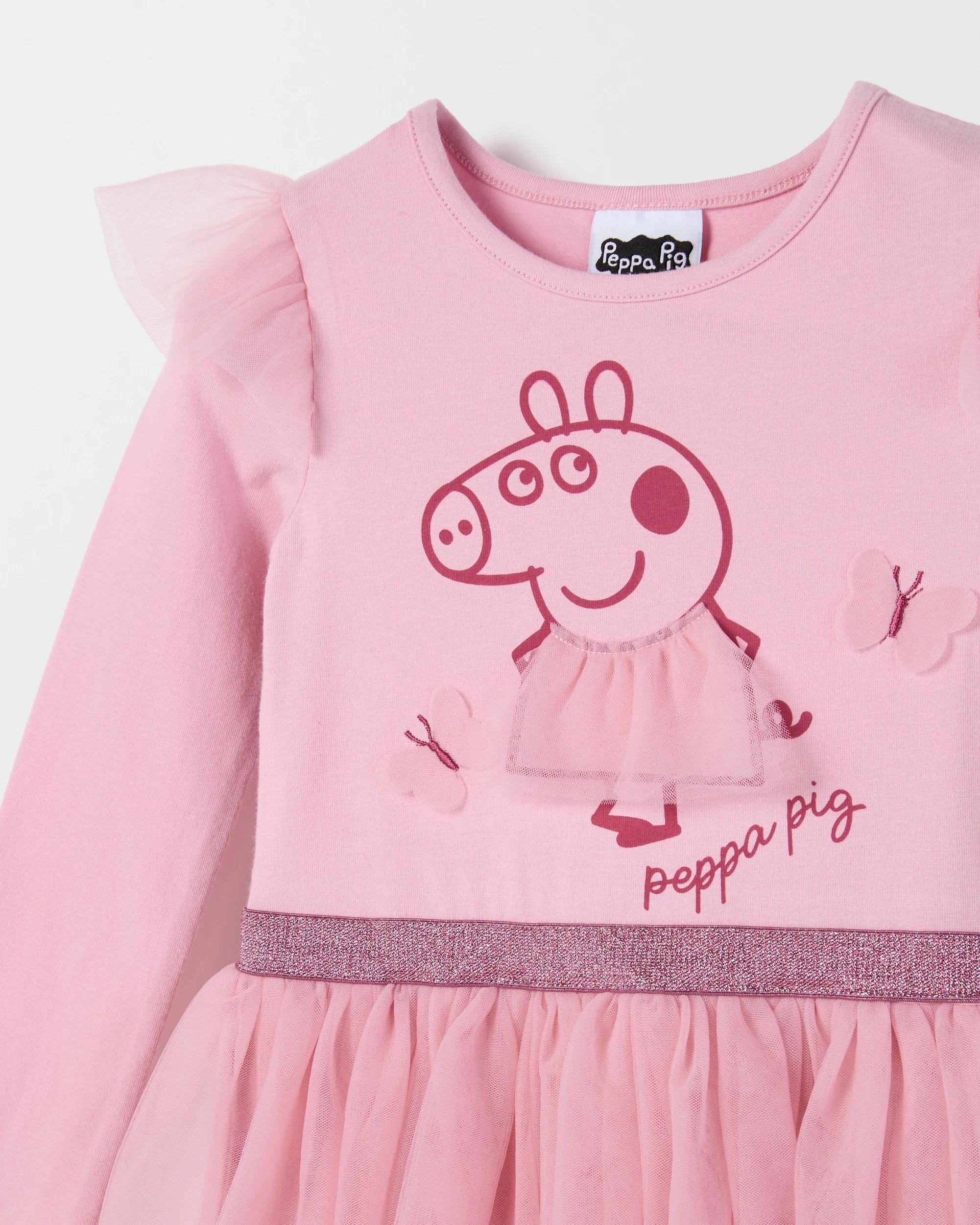 2 Peppa Pig License Australian Cotton Knit/Tulle Dress PINK, 2 of 2