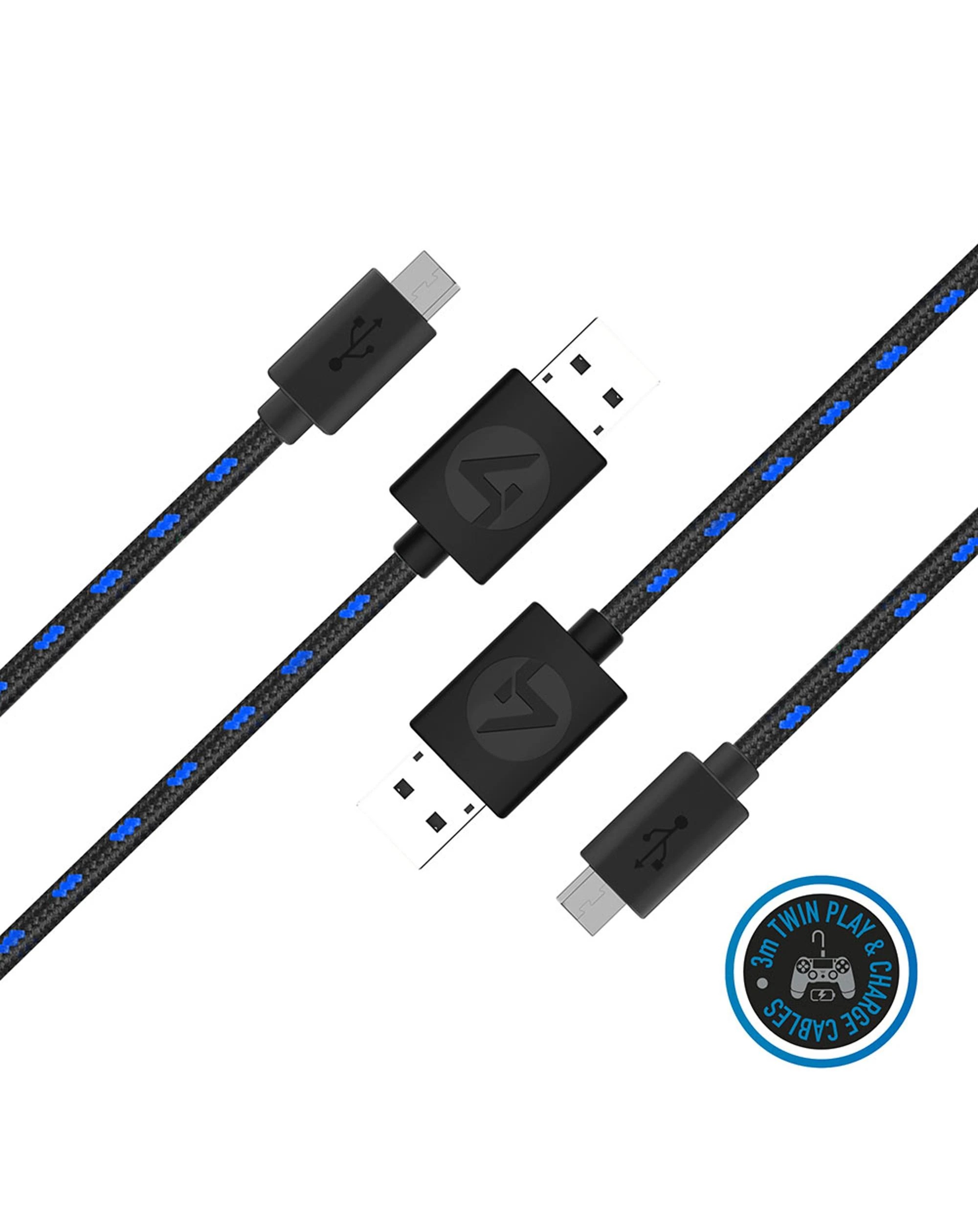 2 4Gamers PS4 3m Superfast Play and Charge Cable Twin Pack, 2 of 7