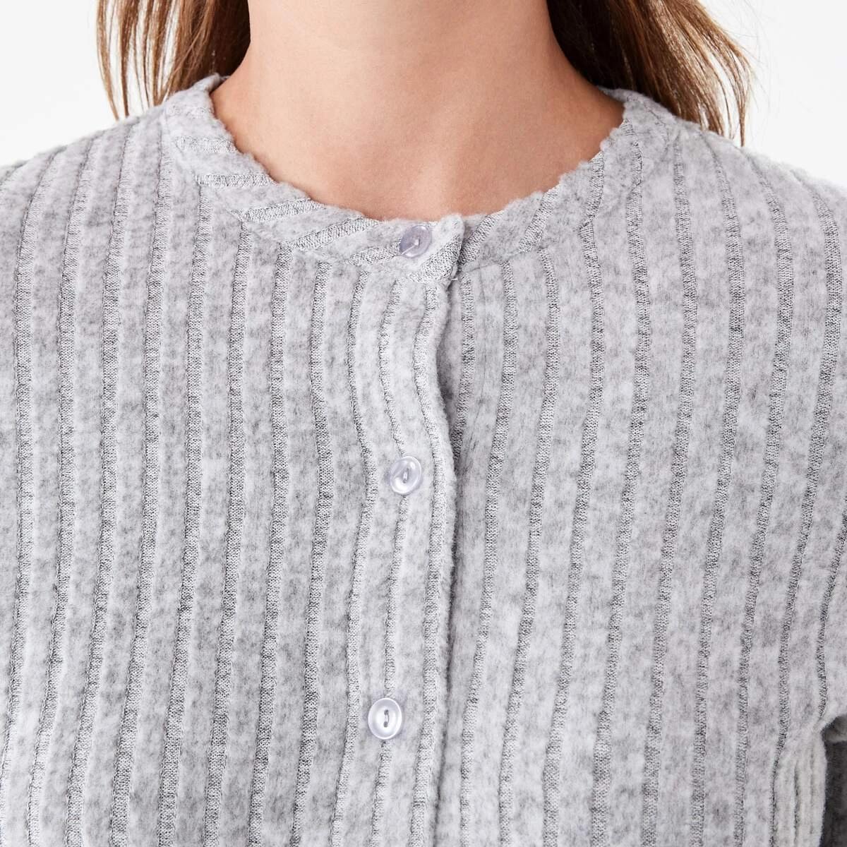 5 Brushed Ribbed Long Sleeve Lounge Top Slvr Marle, 5 of 5