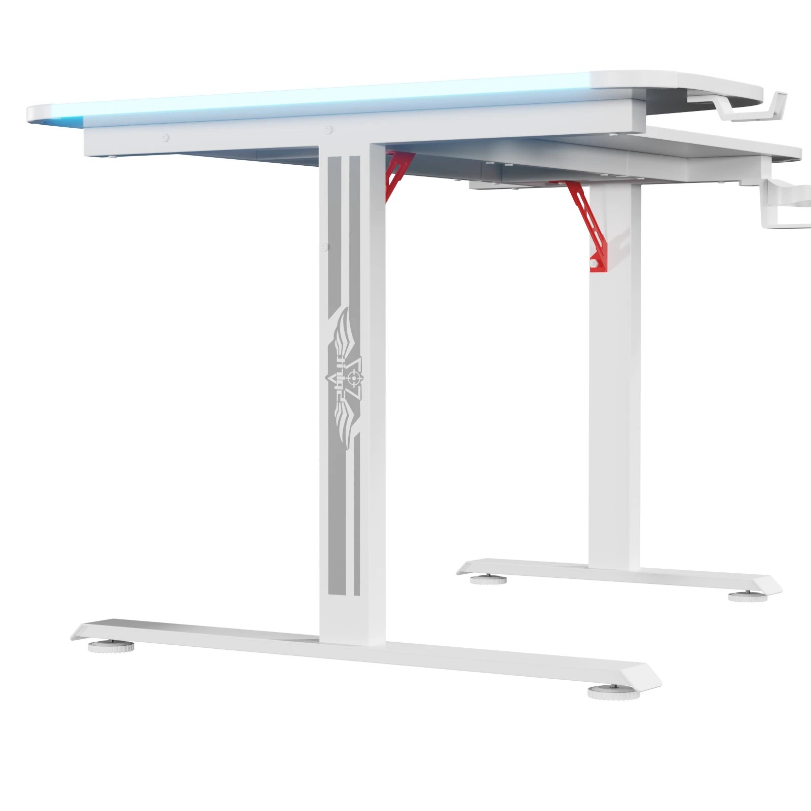 1 Advwin 140cm L Shaped Computer Gaming Desk With Rgb Led Light White, 1 of 5
