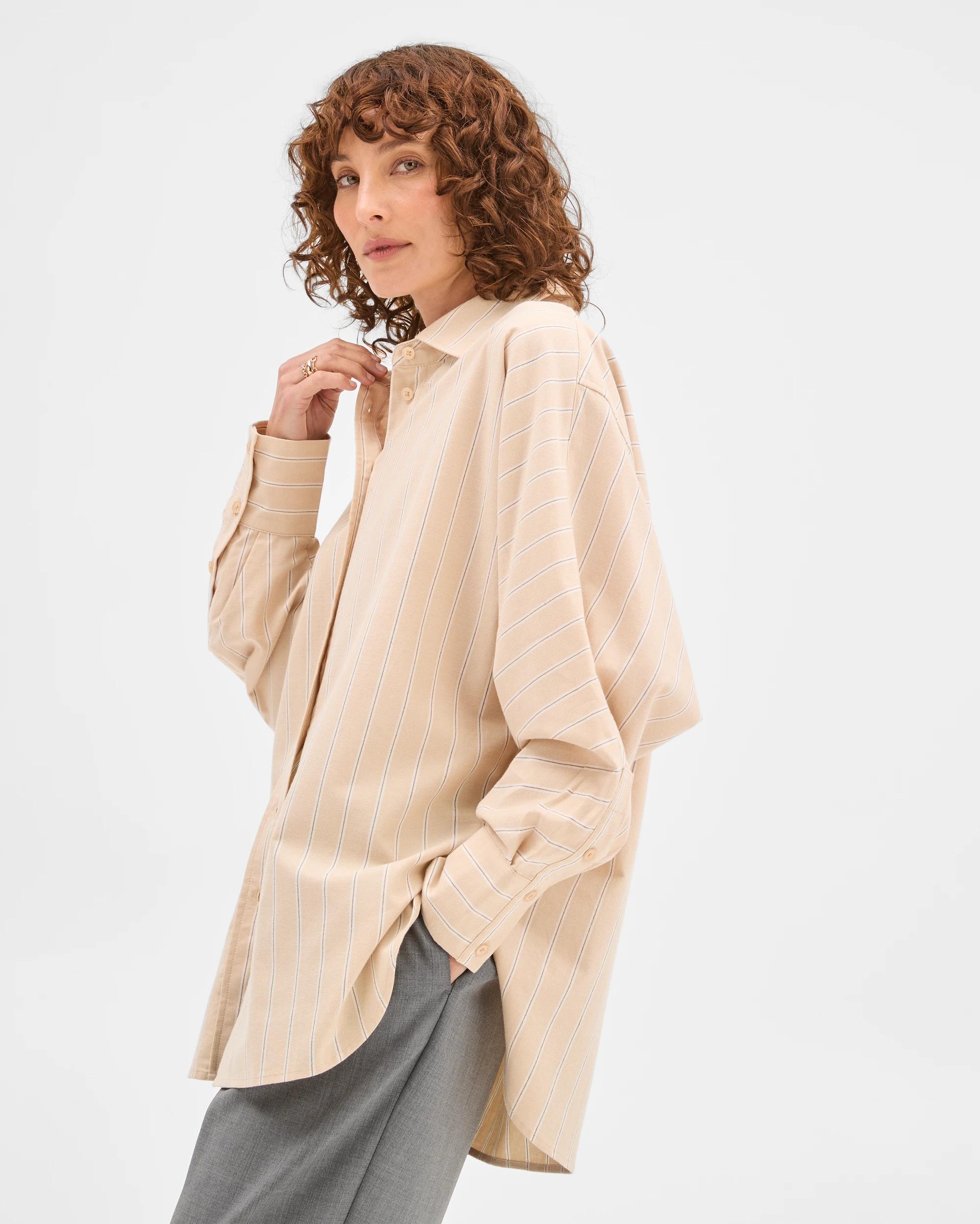 4 Target Woman Australian Cotton Batwing Shirt FAWN STRIPE, 4 of 9