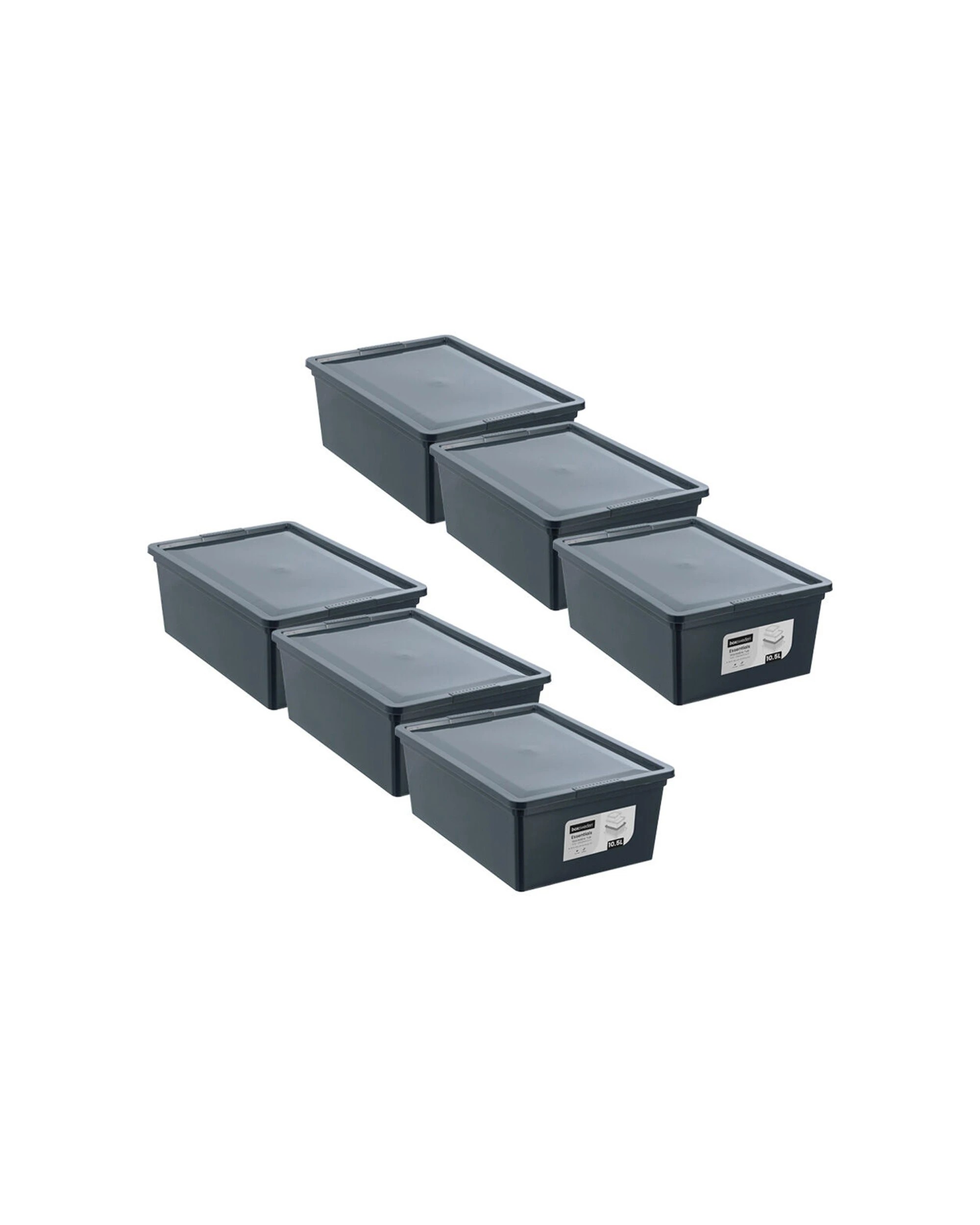 1 Boxsweden 6PK Essentials Storage Organiser Stackable Tub Box 10.5L 36x26cm - Assorted, 1 of 7