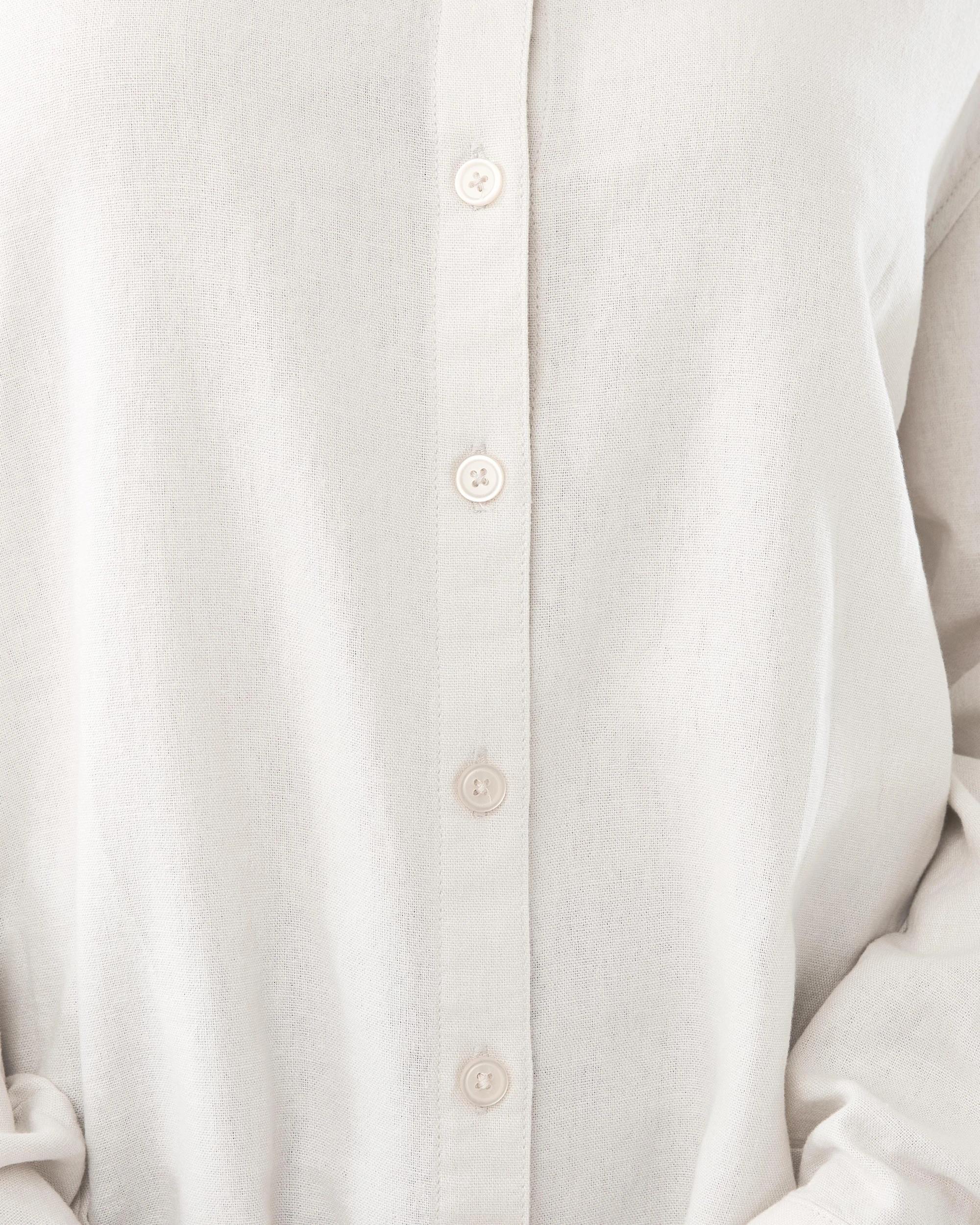 7 Long Sleeve Linen Blend Shirt Nat Beige, 7 of 7