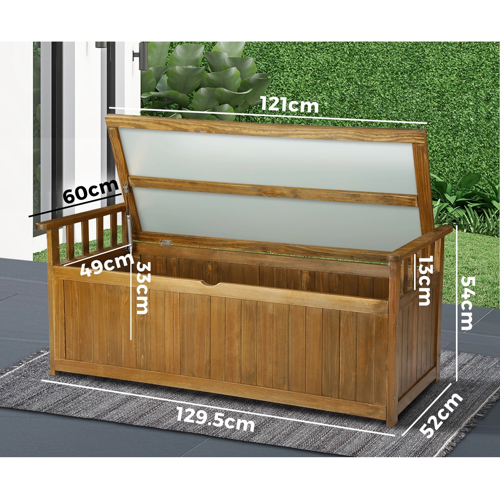 2 Livsip Outdoor Storage Box Garden Bench Wooden Container Chest Toy Cabinet XL - Natural, 2 of 7