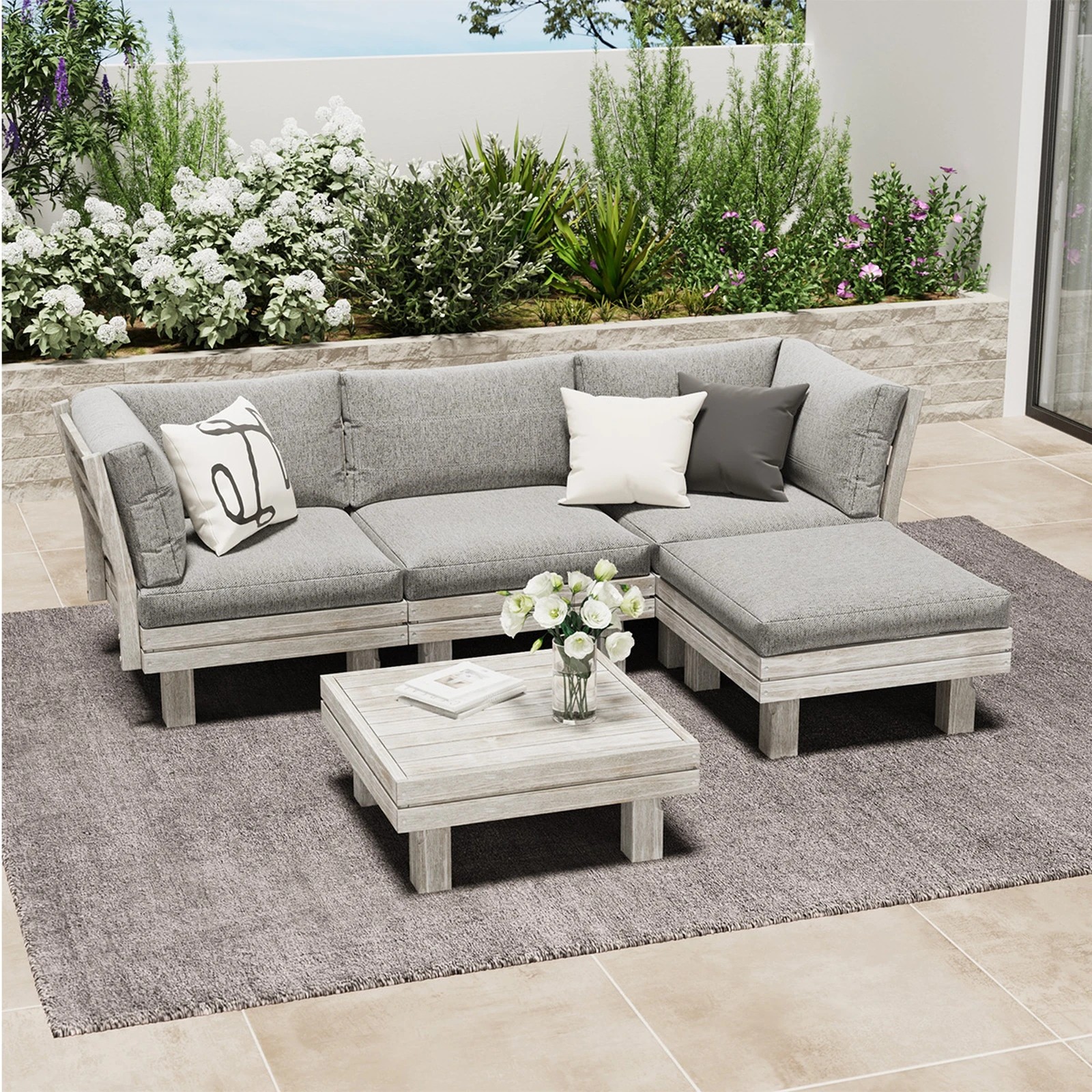 4 Livsip 4 Seater Outdoor Sofa Set Lounge Setting Table Chair - Beige, 4 of 9