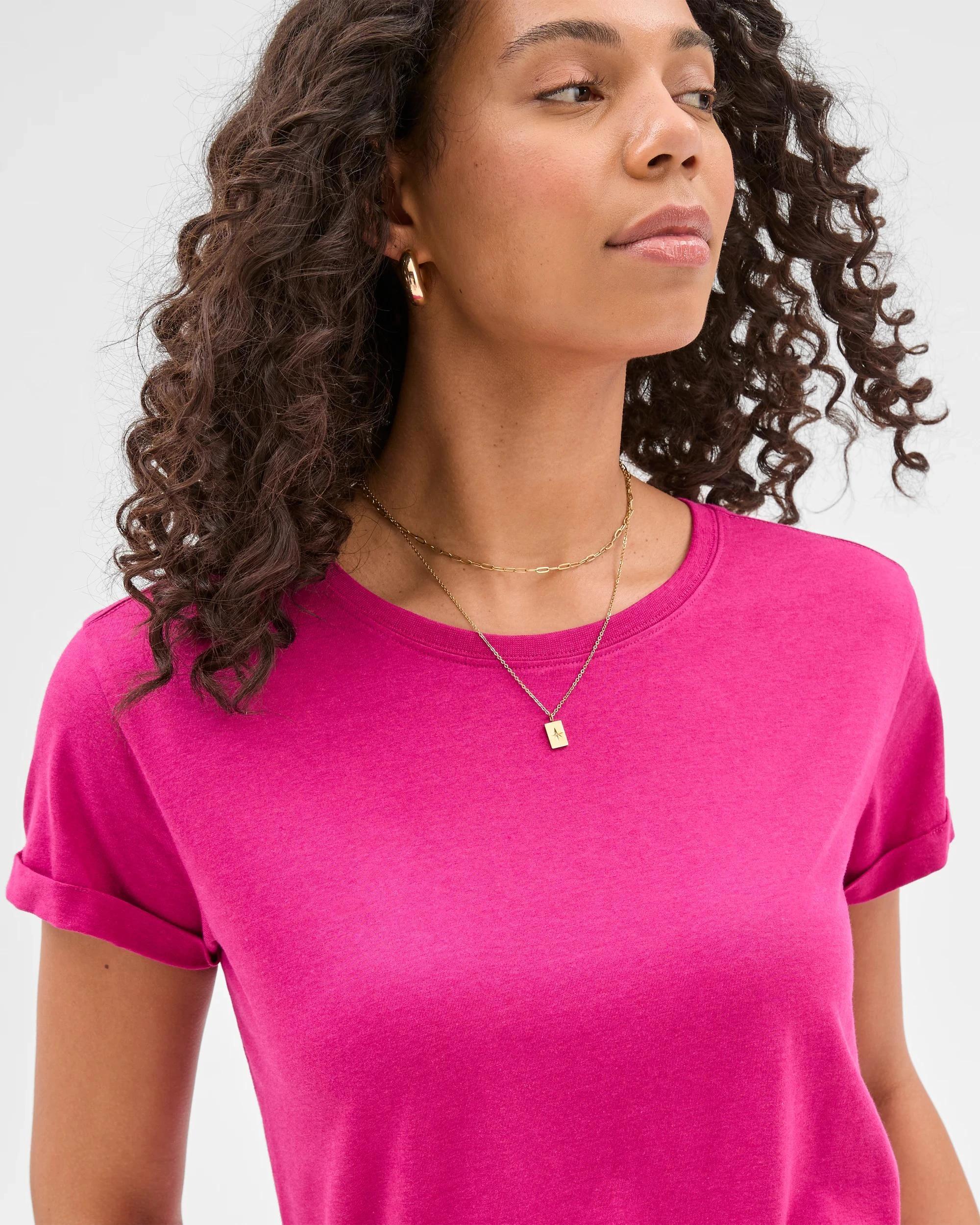 3 Target Cotton/Modal Relaxed Crew T-Shirt MAGENTA, 3 of 5