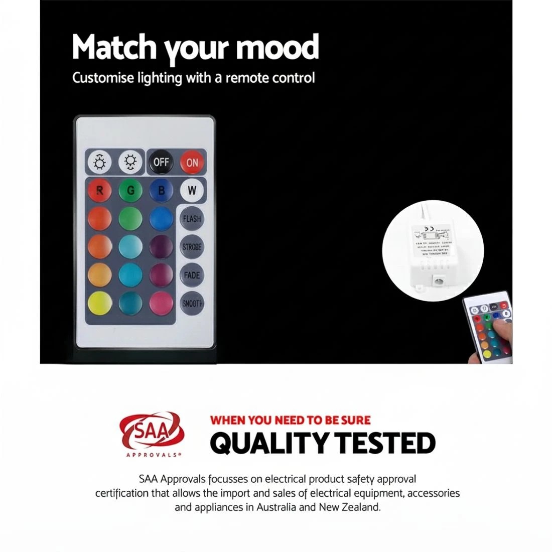 4 Artiss Bedside Table LED - Black, 4 of 5