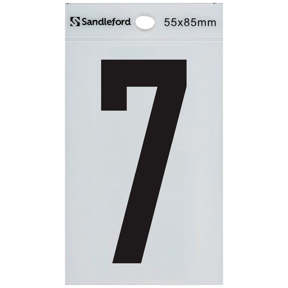 1 Sandleford 7 Self-adhesive Numeral White 85mm, 1 of 1