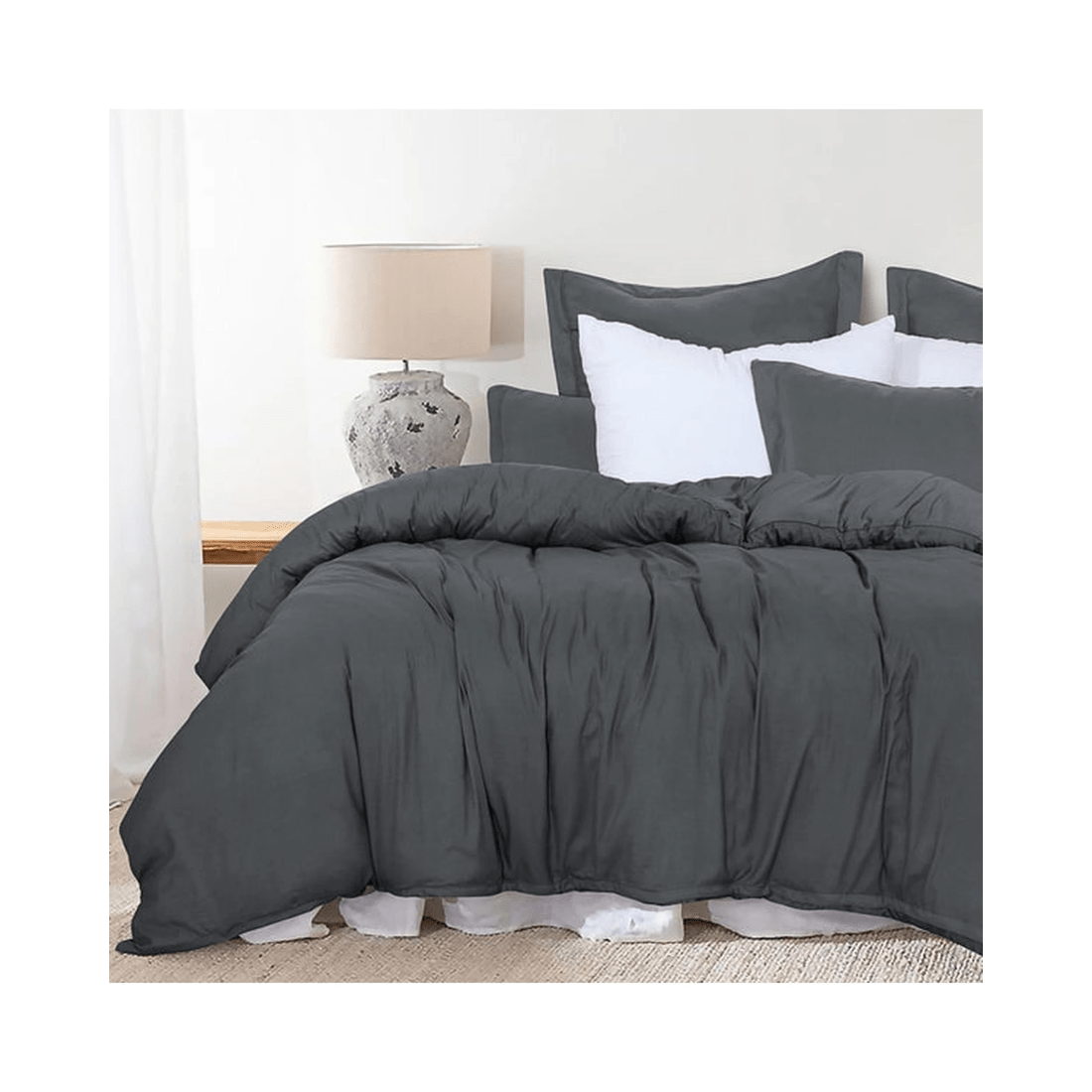 2 Amsons Double Quilt Cover Set, 100% Double-Brushed Microfiber, Grey with 4 Standard Pillowcases
 - Double Bed
 - grey, 2 of 6