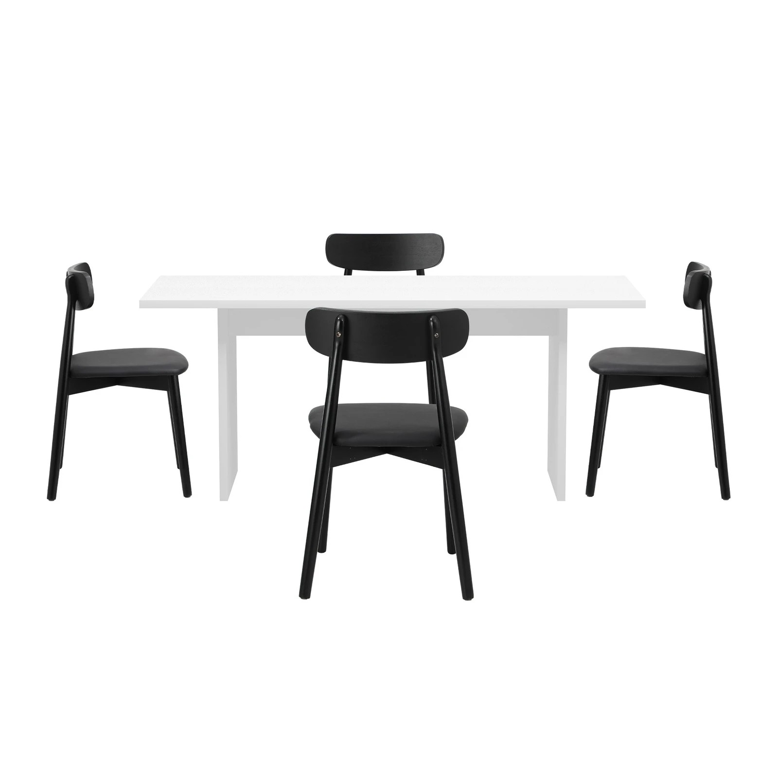 9 Oikiture 4-Seater Dining Table and Chairs Wooden Furniture Set - Black, 9 of 9