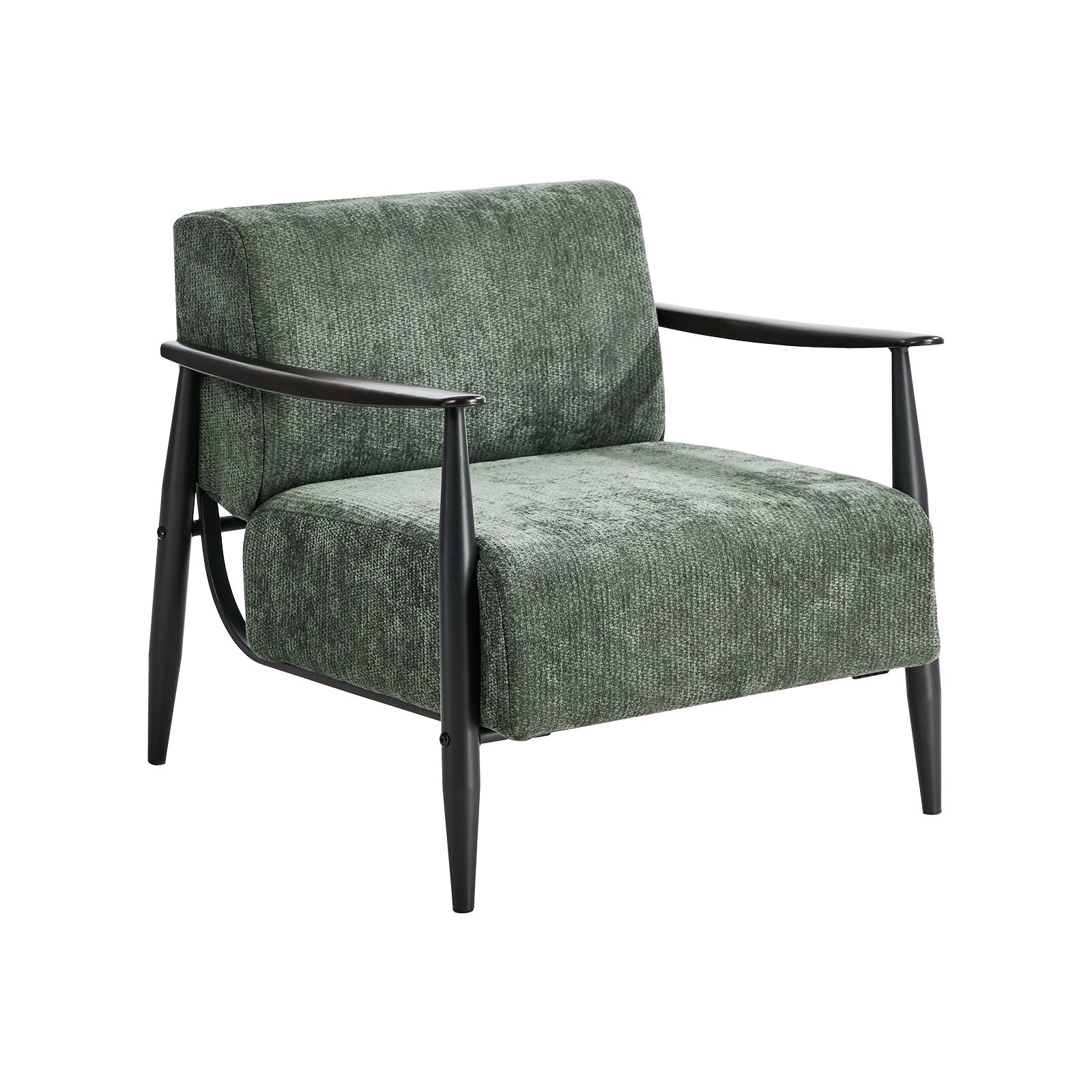 1 Oikiture Wooden Armchair Lounge Sofa Chair Fabric Accent Armchairs - Green, 1 of 10
