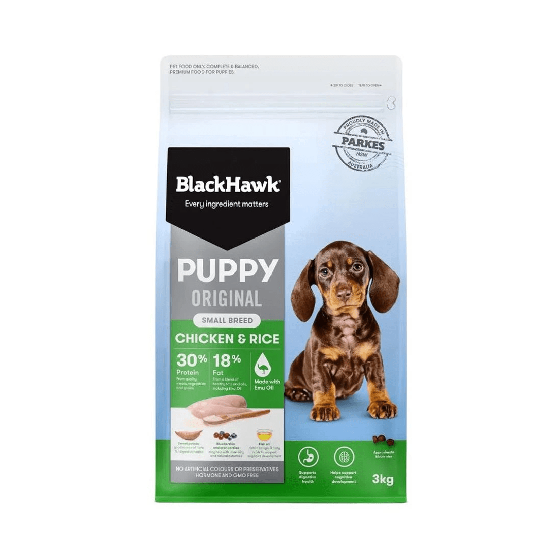 1 Black Hawk Puppy Chicken & Rice Small Breed Dry Dog Food 3kg, 1 of 9
