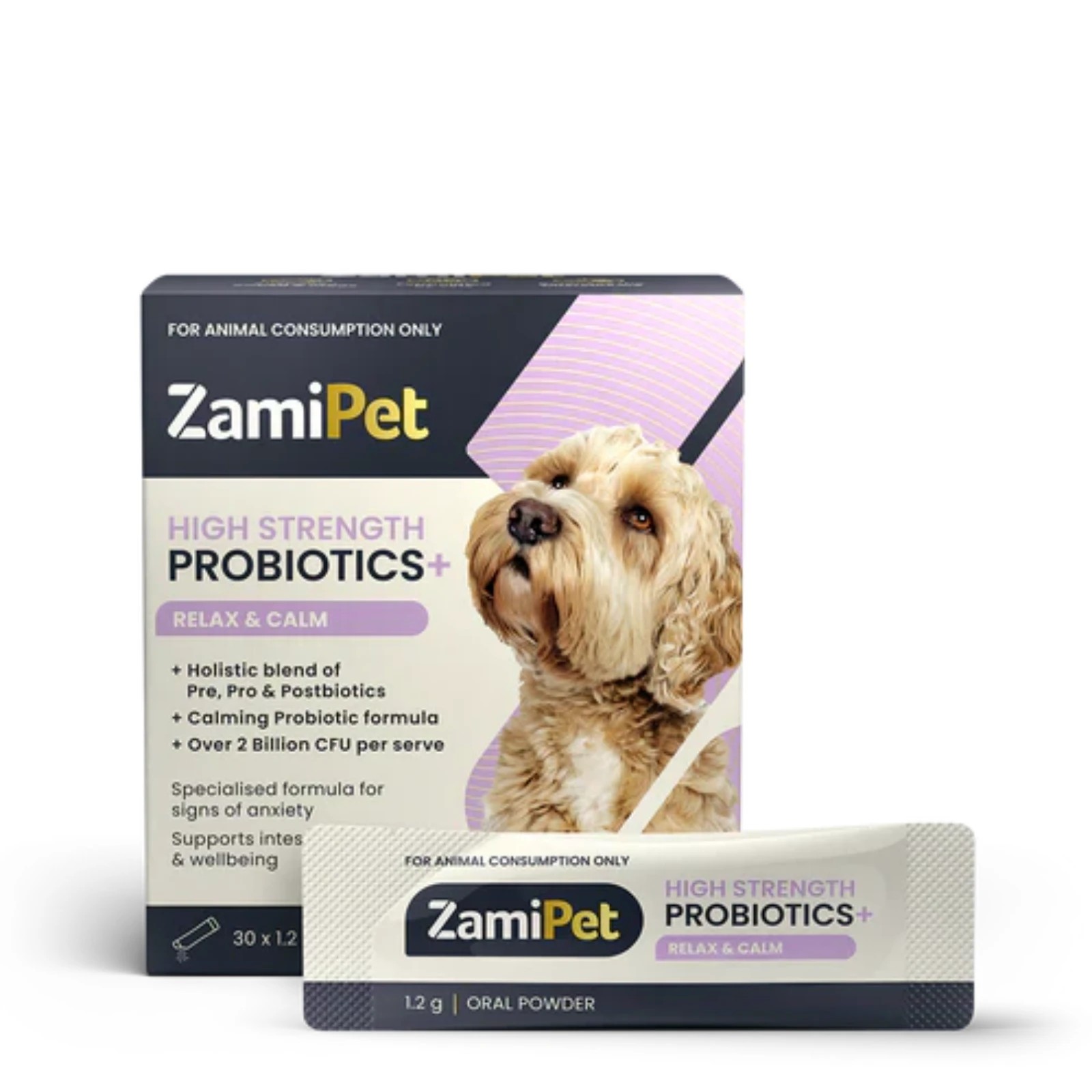 1 Zamipet High Strength Probiotics+ Relax & Calm 30 X 1.2g Sachets, 1 of 9