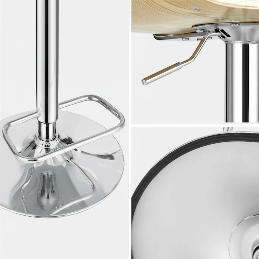 6 Artiss 4x Bar Stools Adjustable Leather Chairs - White, 6 of 6