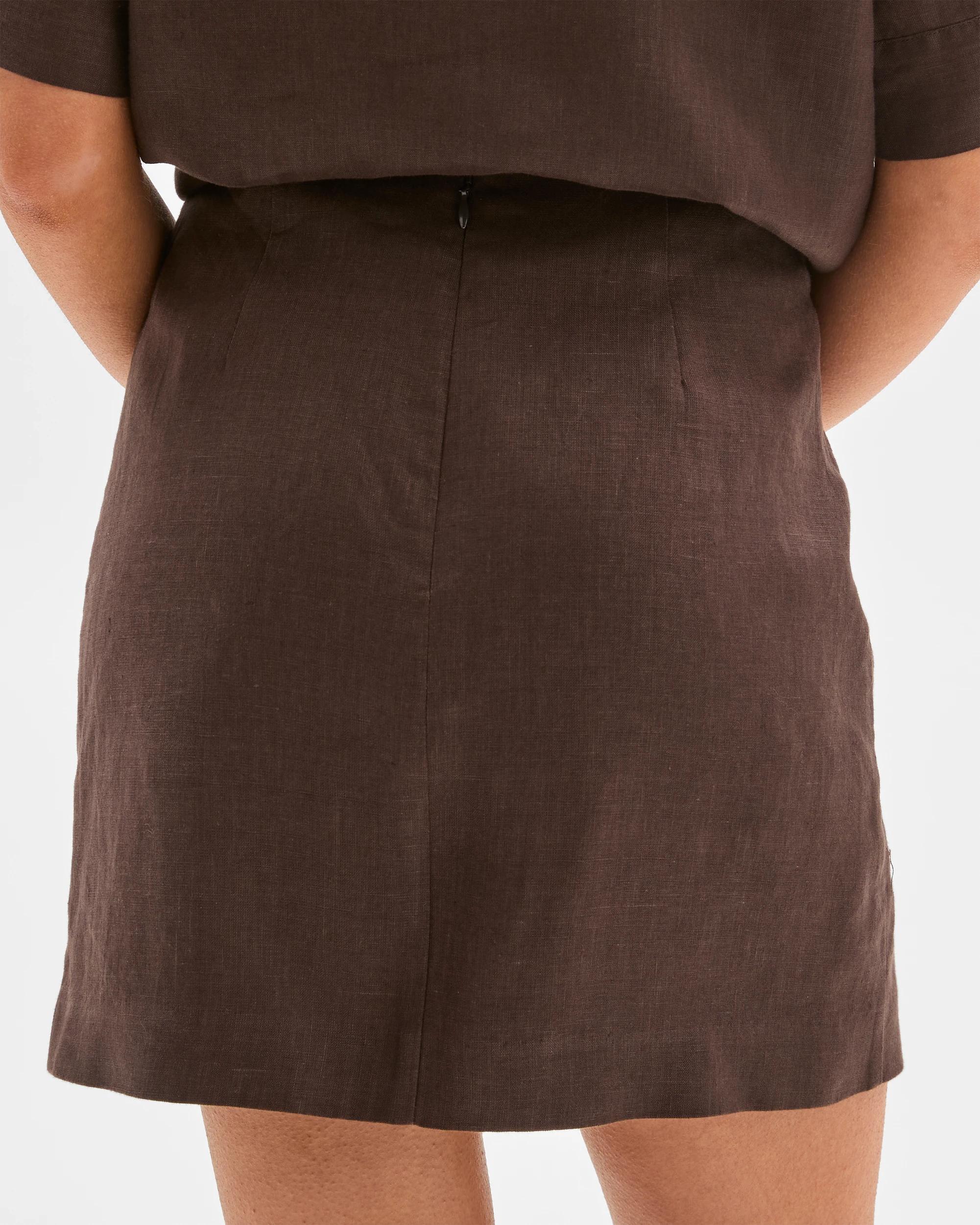 2 Target Petites European Linen Seam Detail Mini Skirt BRUNETTE, 2 of 7