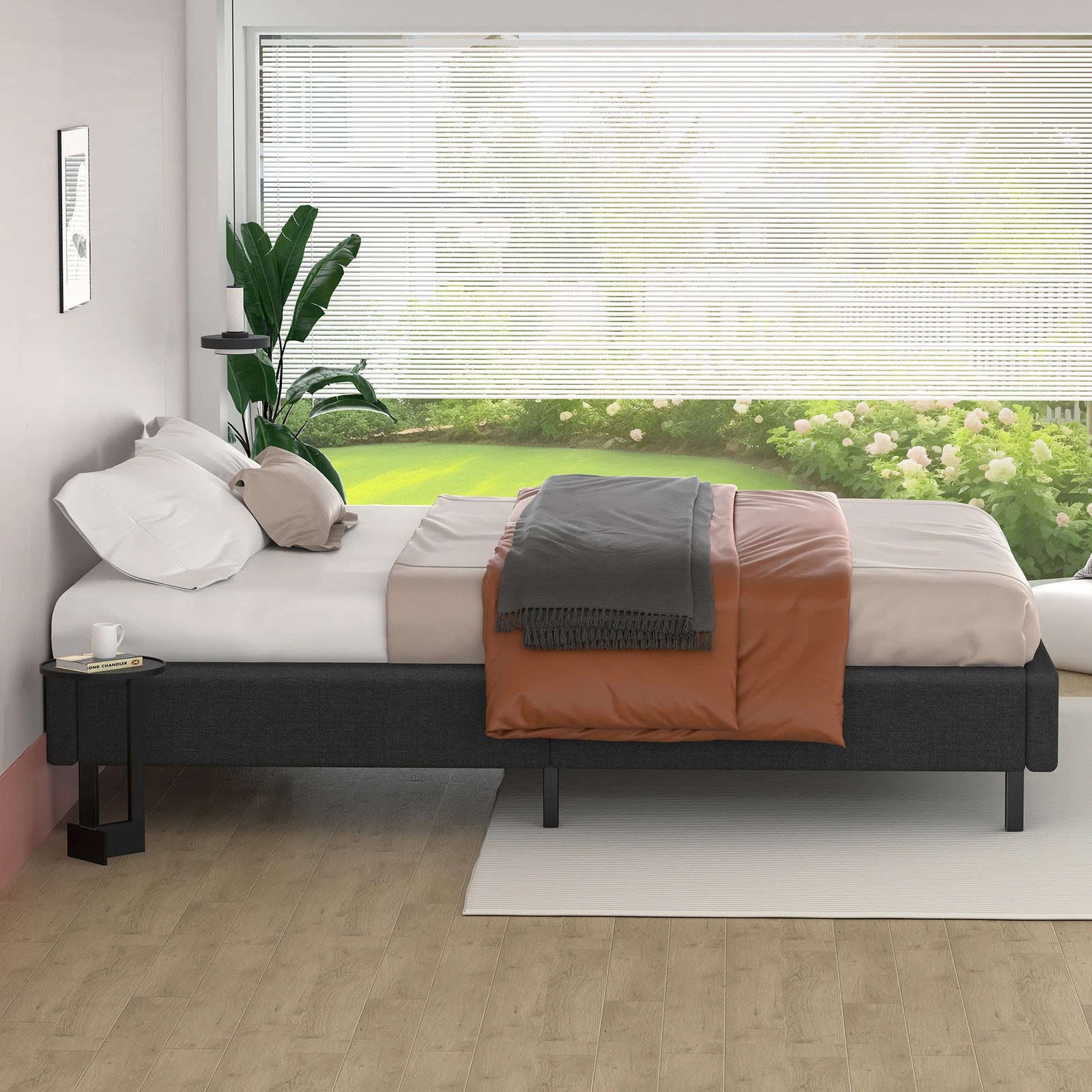 5 Alfordson Bed Frame Double Size Mattress Base Foundation Fabric Basel - Charcoal, 5 of 10