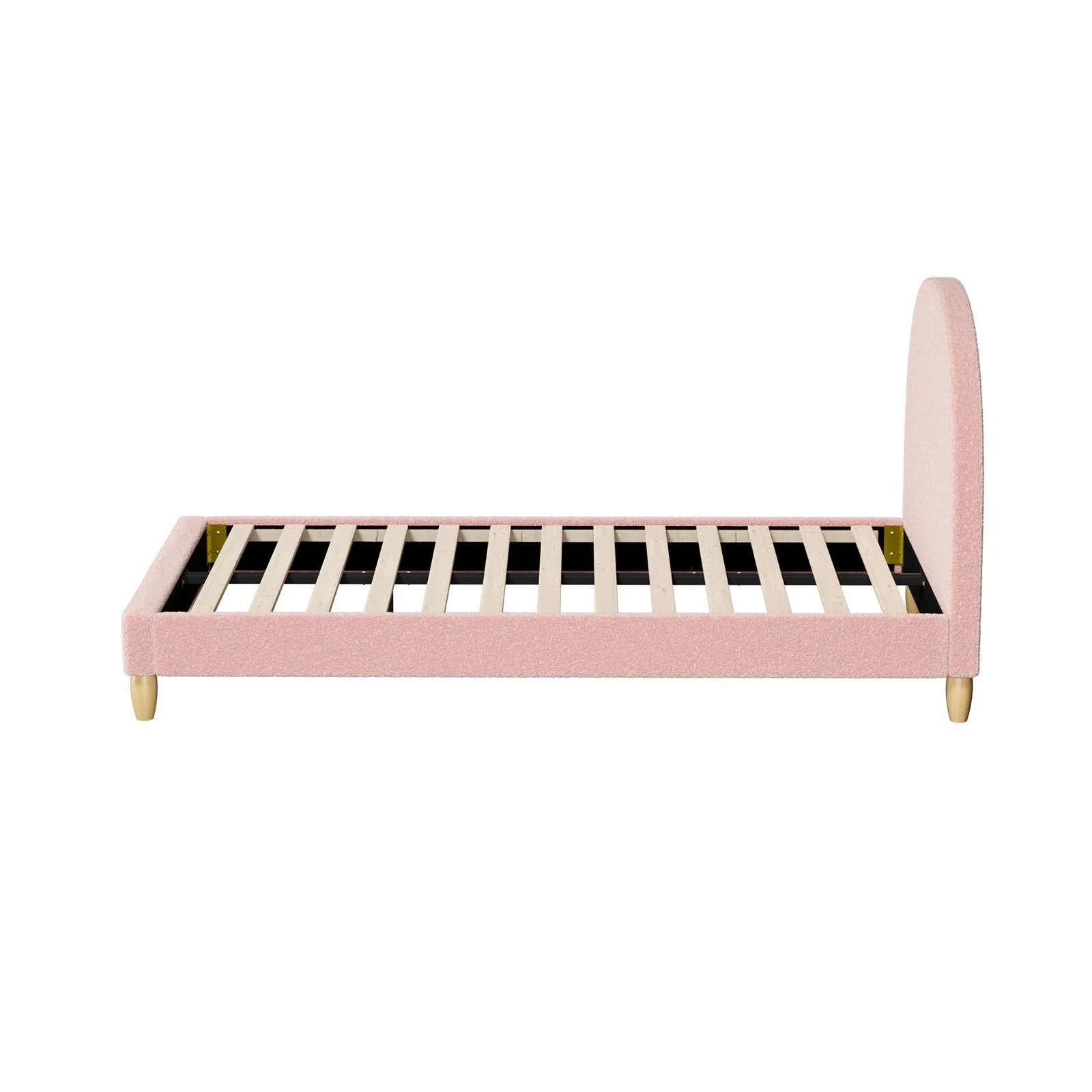 6 Oikiture Bed Frame King Single Size Boucle - Pink, 6 of 7