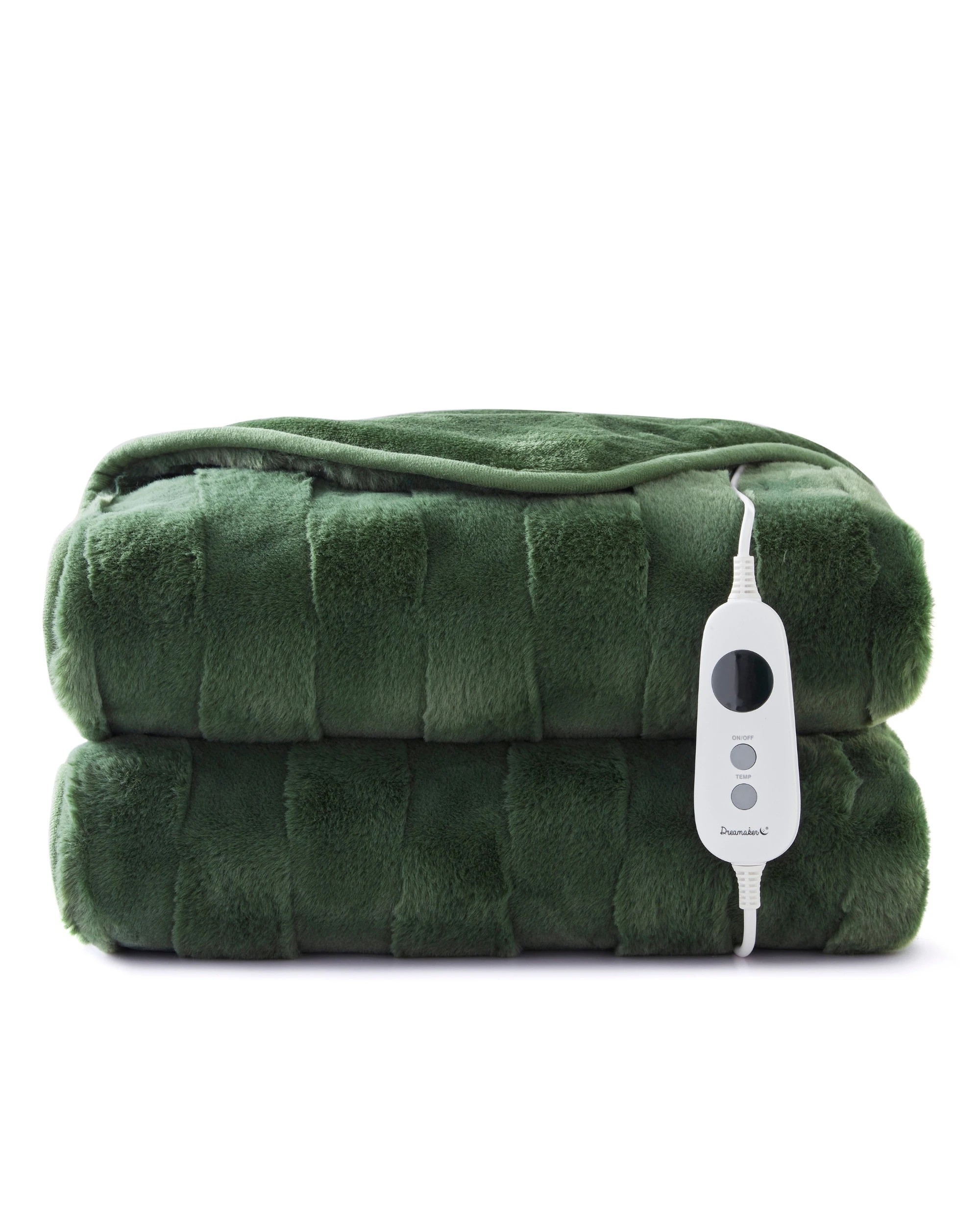 2 Dreamaker Basketweave Faux Fur Heated Throw 180x200cm - Olive, 2 of 10