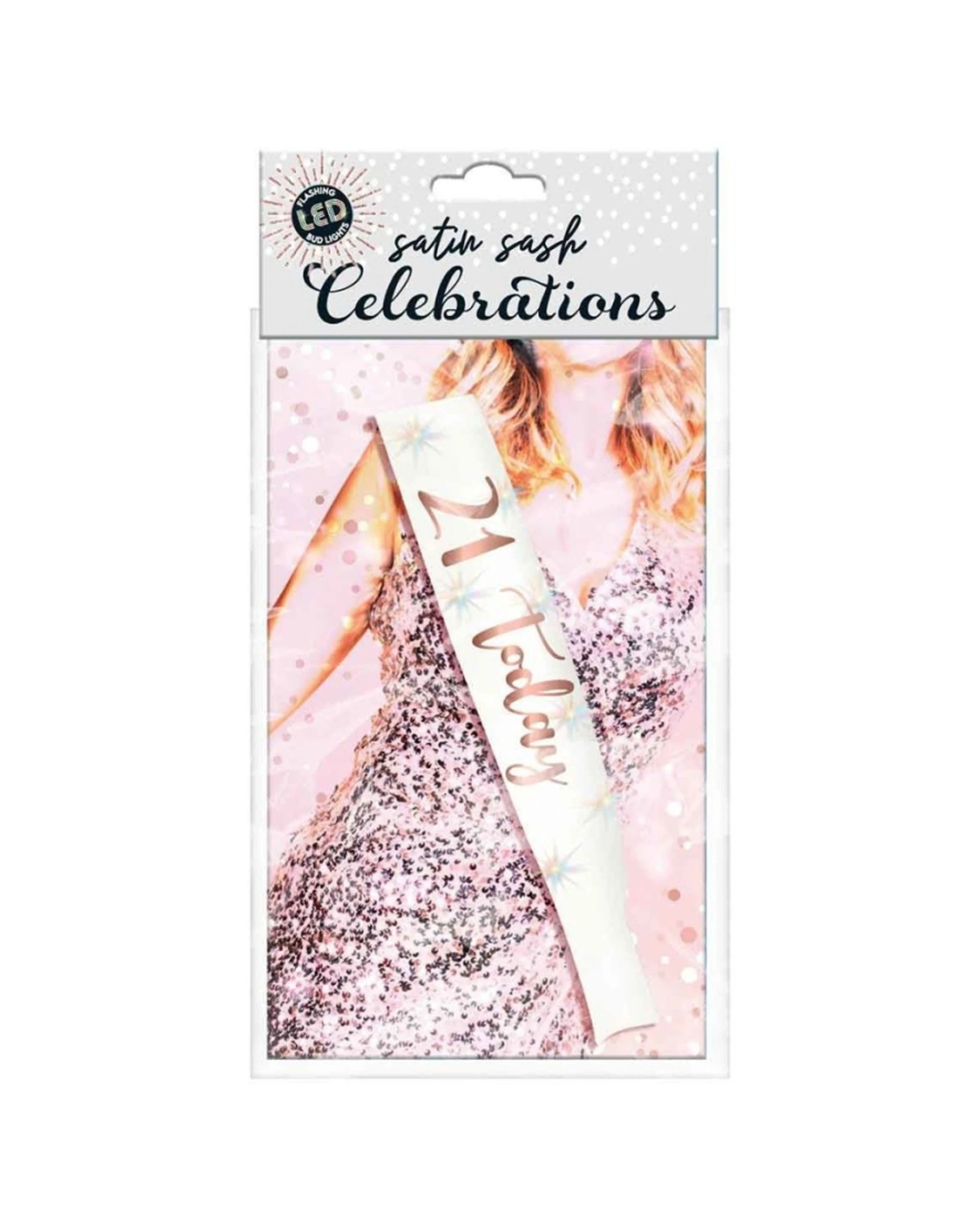 1 LMD FlWick2Wareing Satin SWick2Ware Celebration Birthday Attire 21 Today - Gold, 1 of 1