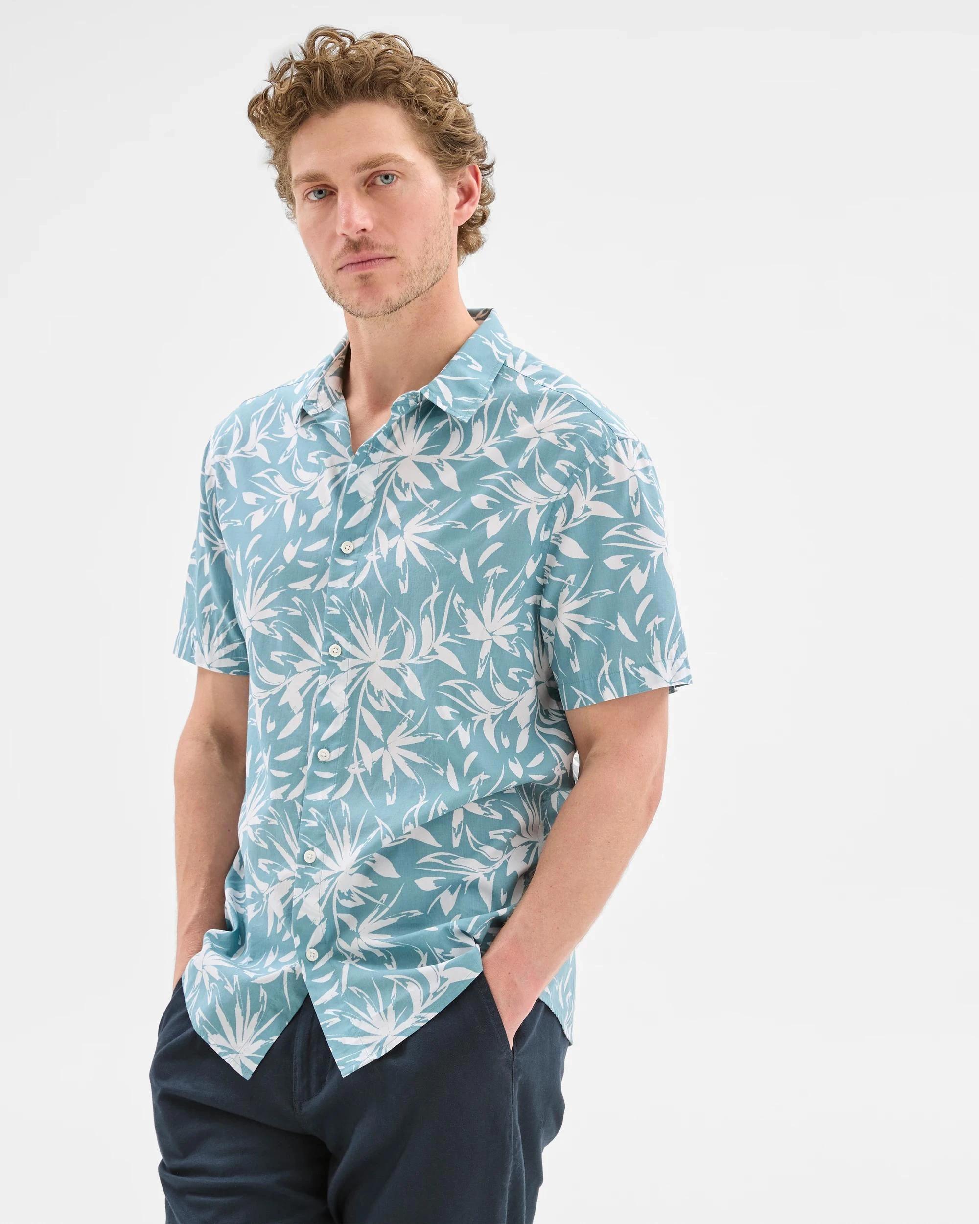 2 Target Australian Cotton Blend Floral Print Shirt TEAL, 2 of 6