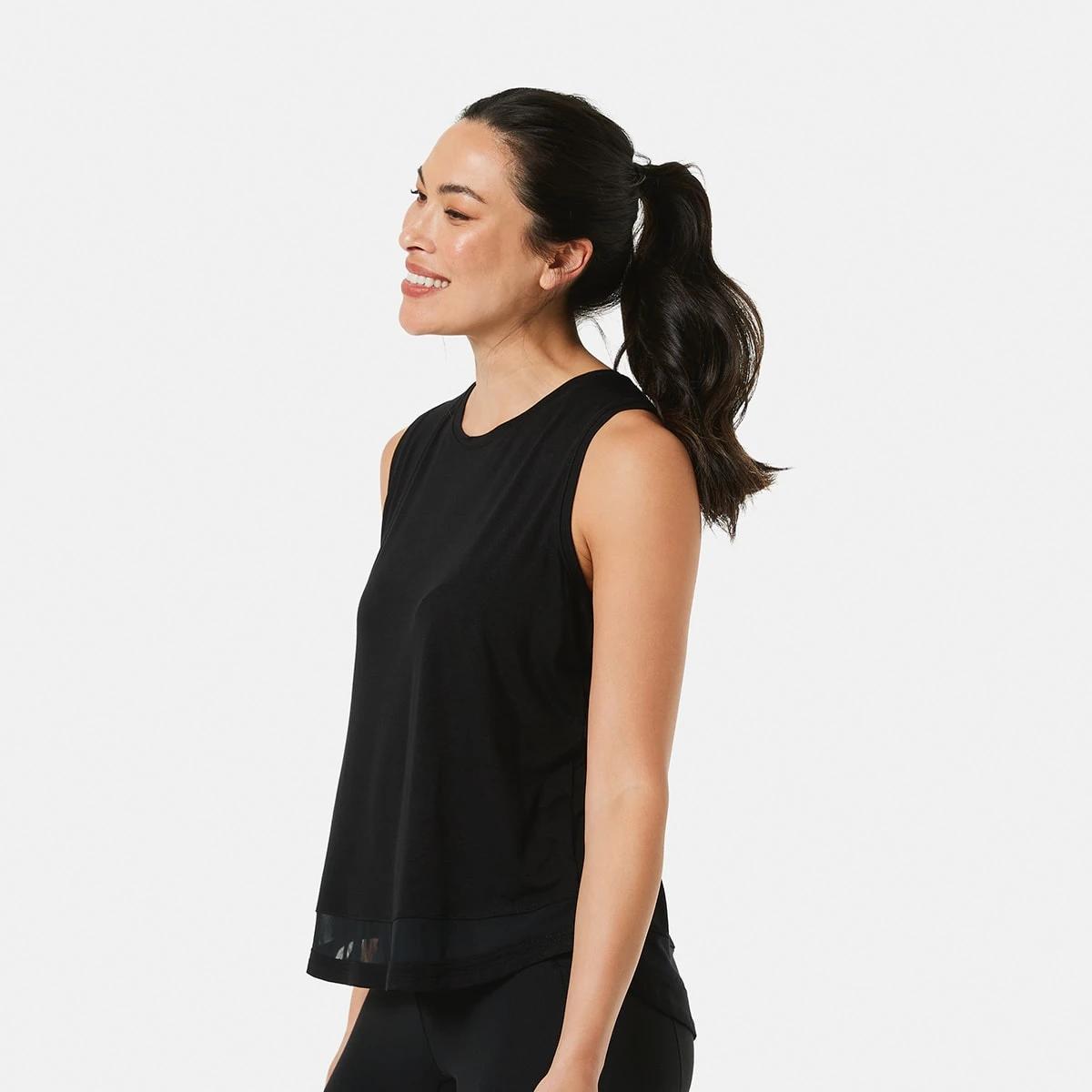 2 Active Womens Sleeveless Mesh Tank BLACK, 2 of 6