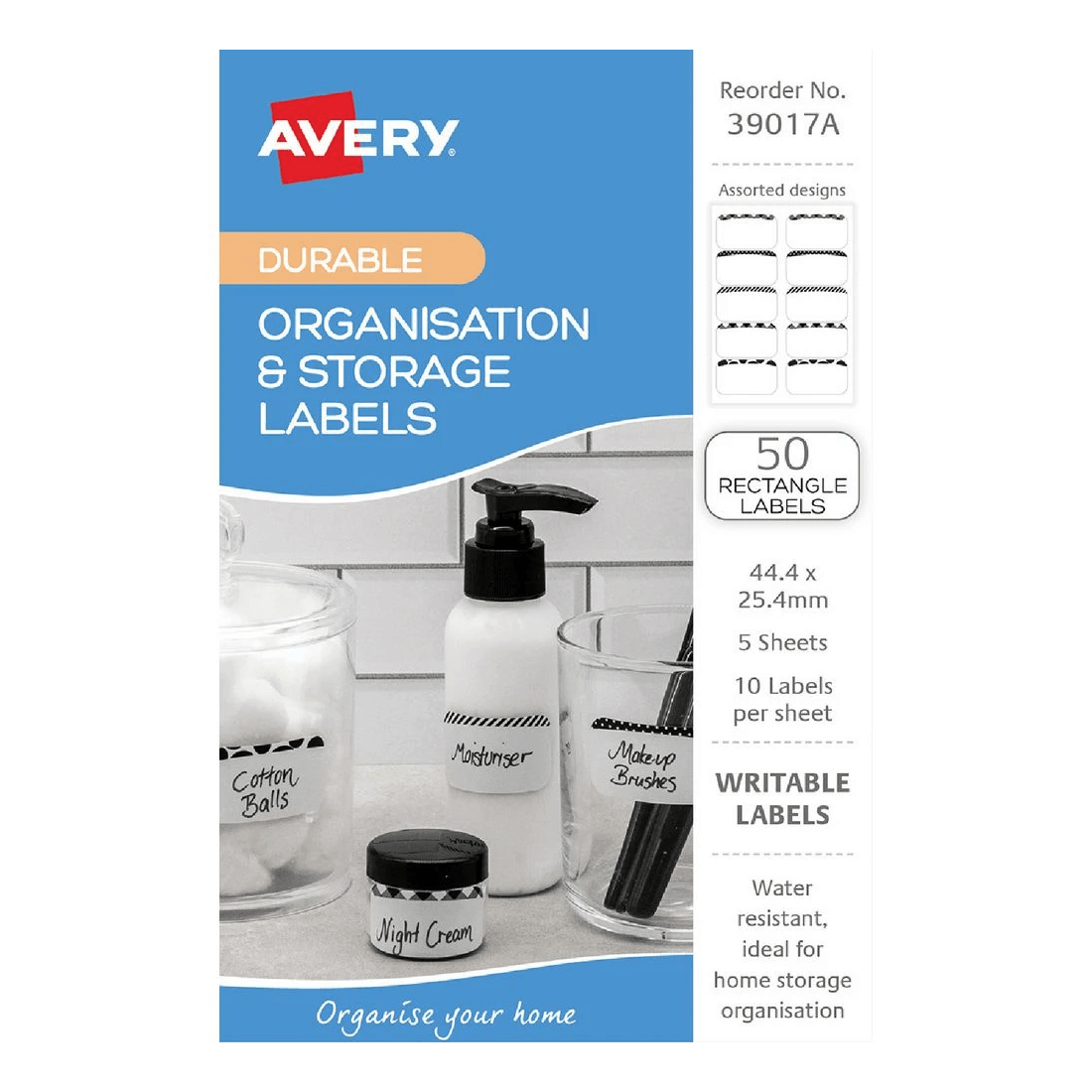 1 Avery 10UP Durable Storage Labels Black Patterns 5 Sheets, 1 of 5