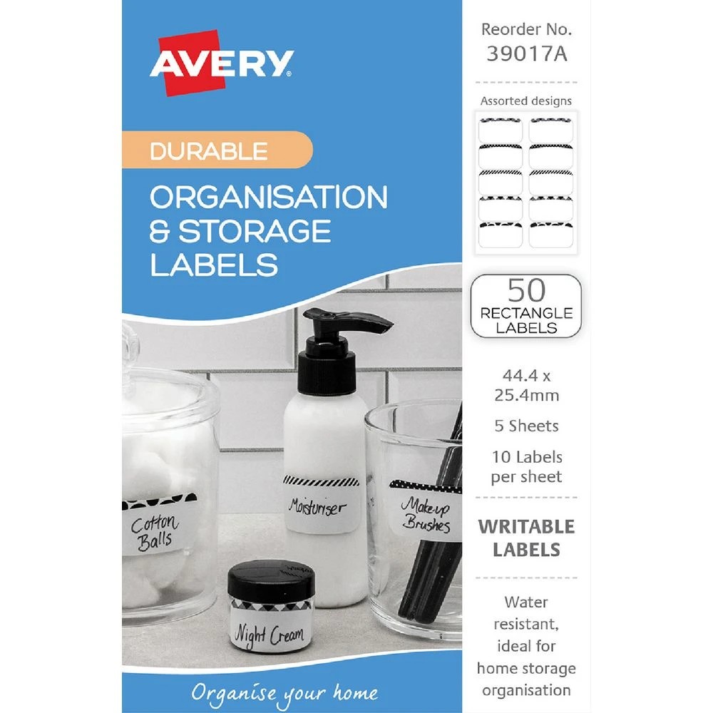 1 Avery 10UP Durable Storage Labels Black Patterns 5 Sheets, 1 of 6