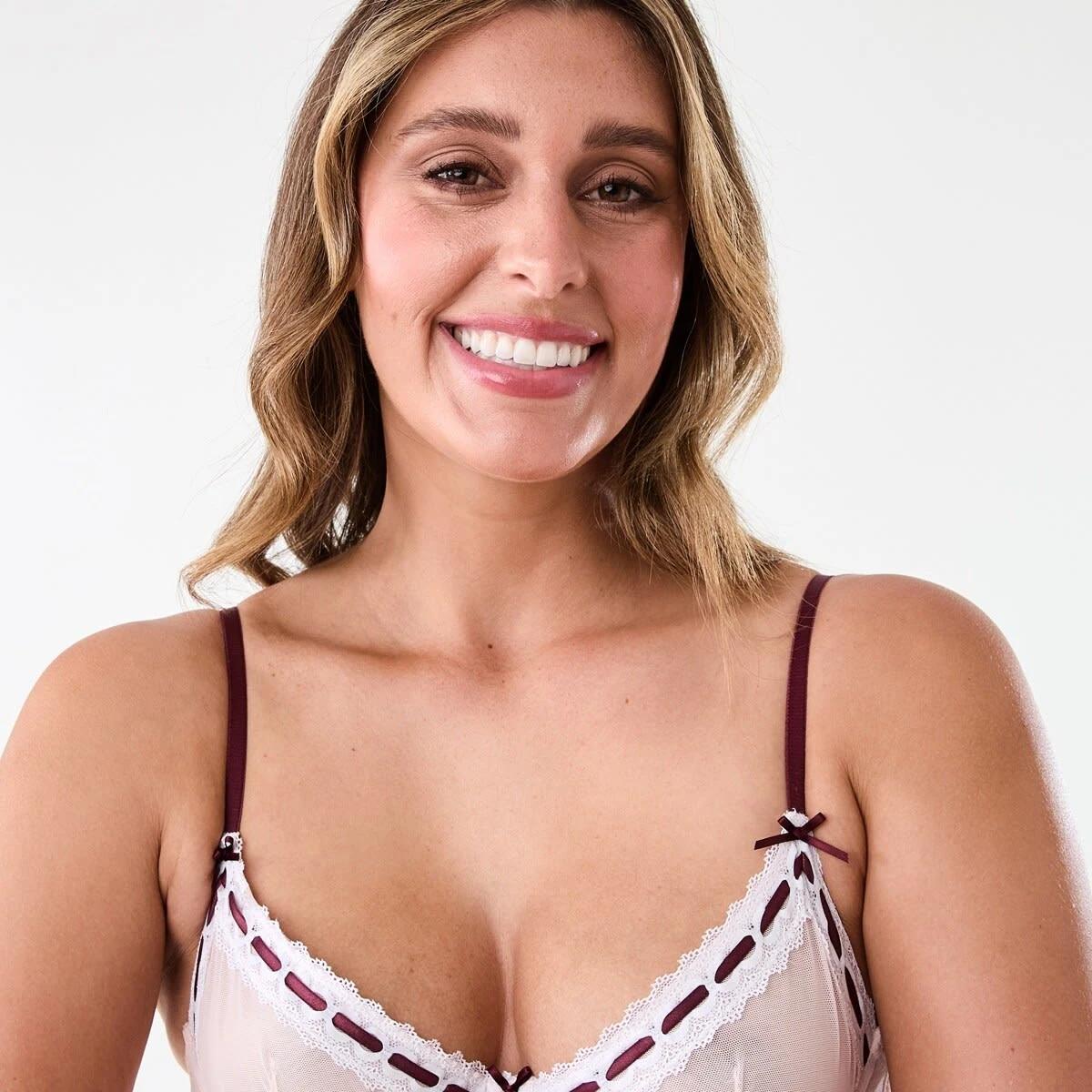 4 Co-ordinated Ribbon Trim Soft Cup Bra Pink Chalk, 4 of 7