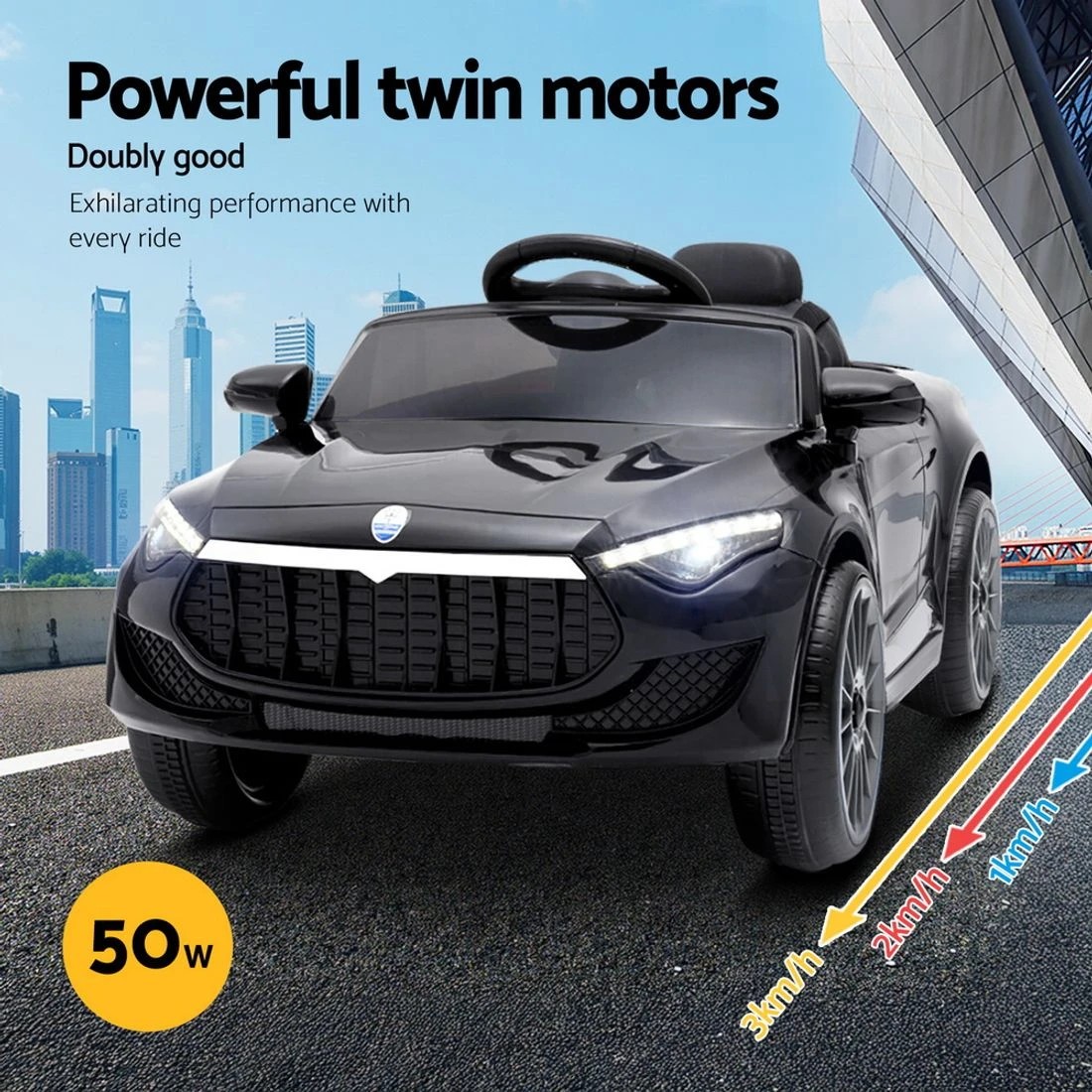 5 Rigo Kids Electric Ride On Car Toys Cars Horn Music Remote Control 12V - Black, 5 of 8