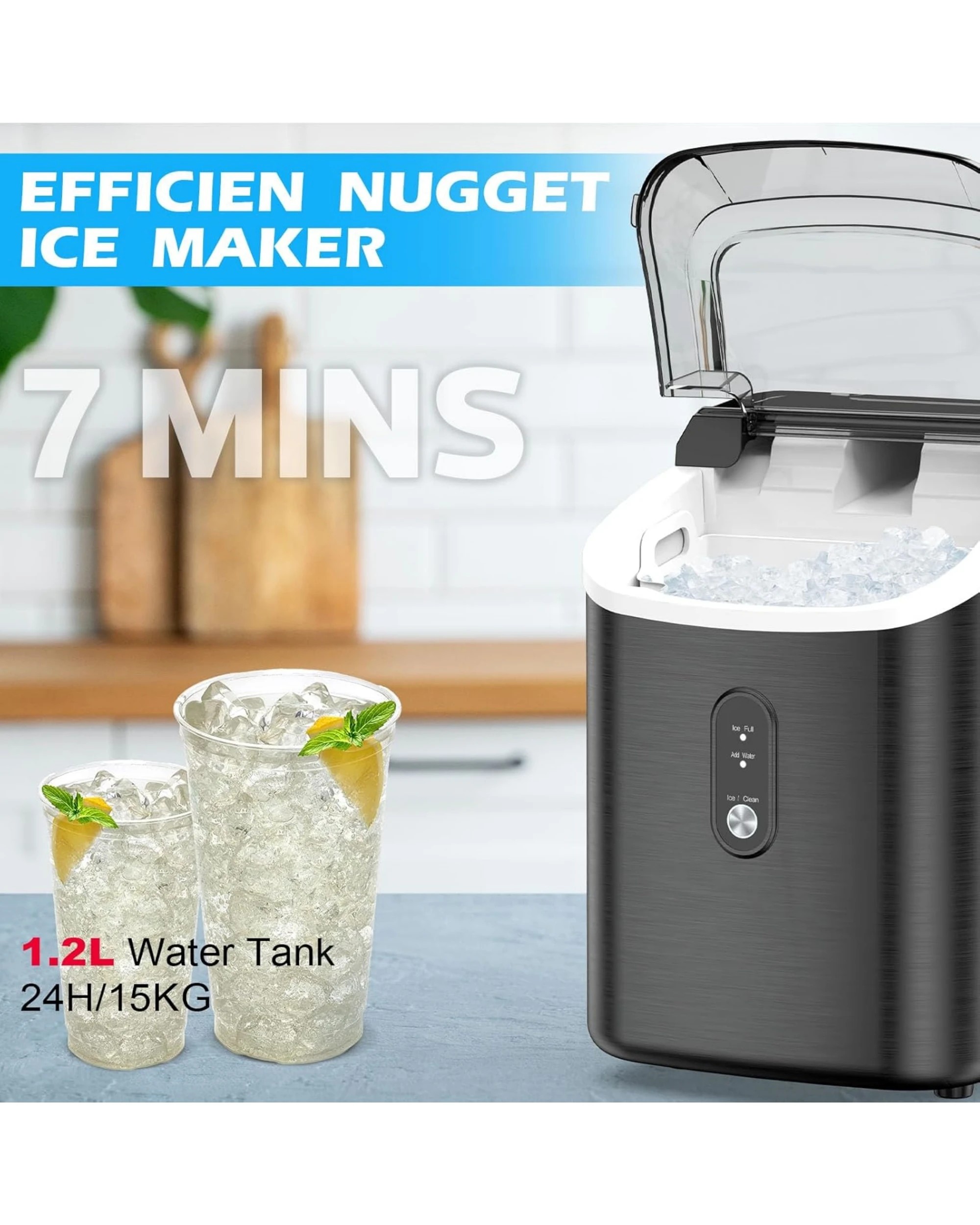 2 Advwin 15kg Nugget Ice Maker Chewable Pellet Ice (Black), 2 of 9