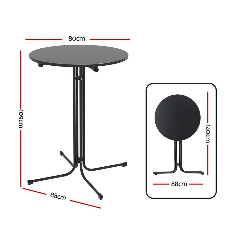 2 Gardeon Outdoor Bar Table Round Folding Desk Top 109cm Patio Furniture - Black, 2 of 7