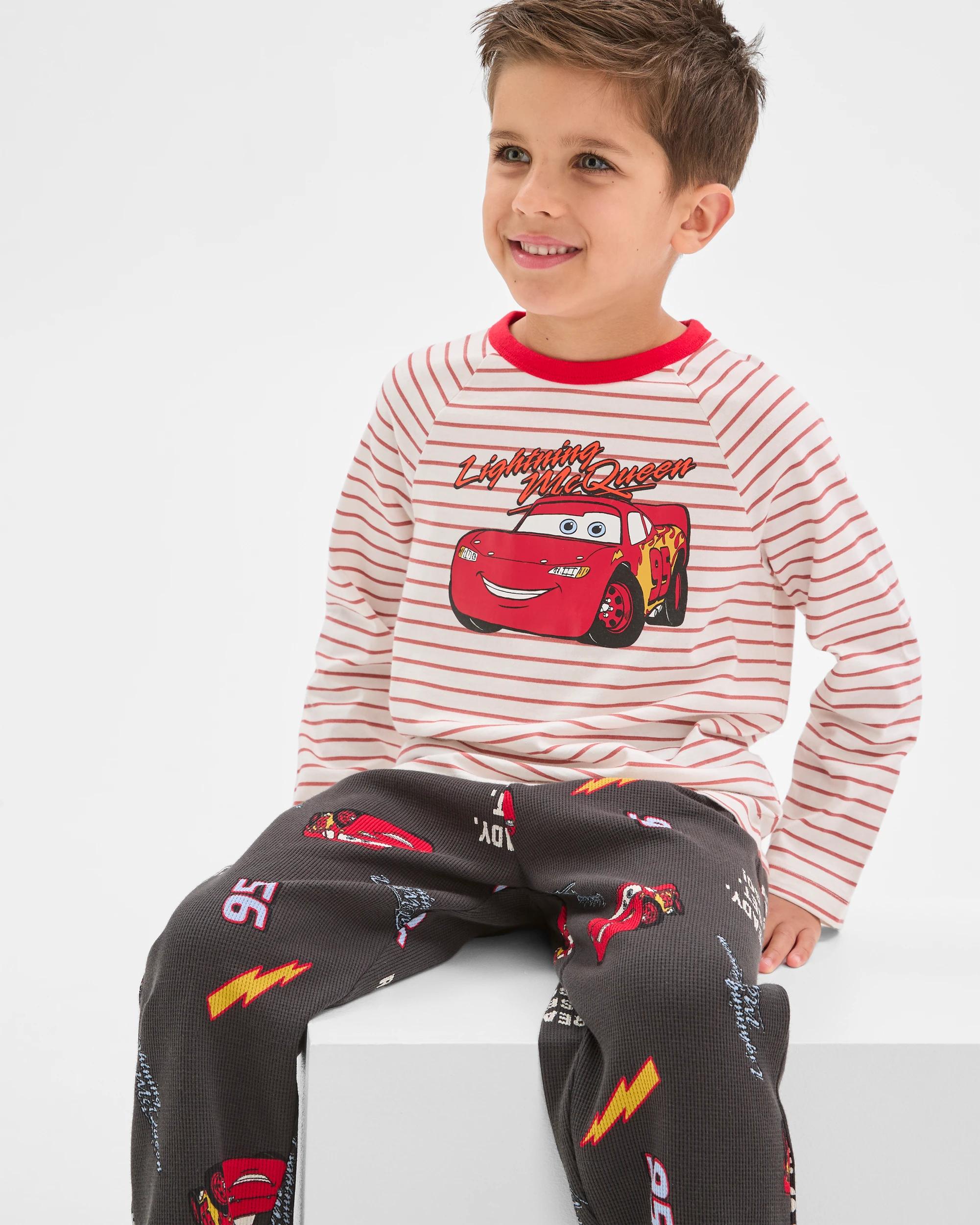 3 Disney Organic Cotton Younger Boys Jersey/Waffle Pyjama Set CARS, 3 of 7