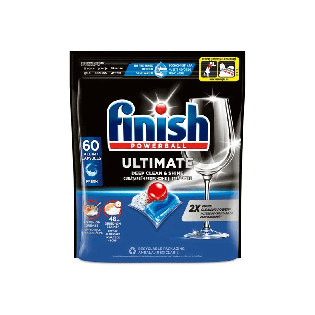 2 Finish Powerball Ultimate Dishwasher Tablets 3 x 60pc Fresh Scent Pack, 2 of 3