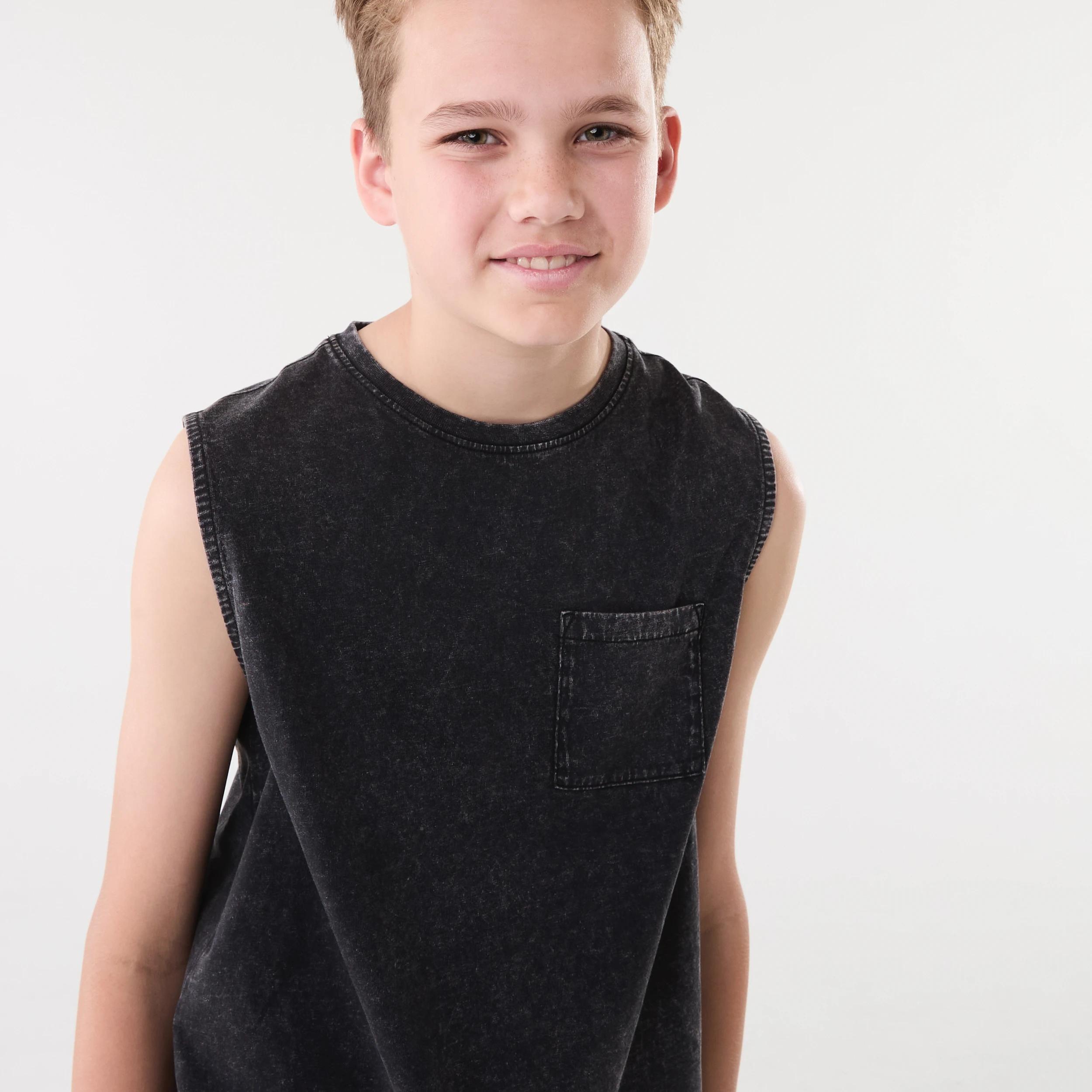 3 Sleeveless Wash Muscle Black, 3 of 8