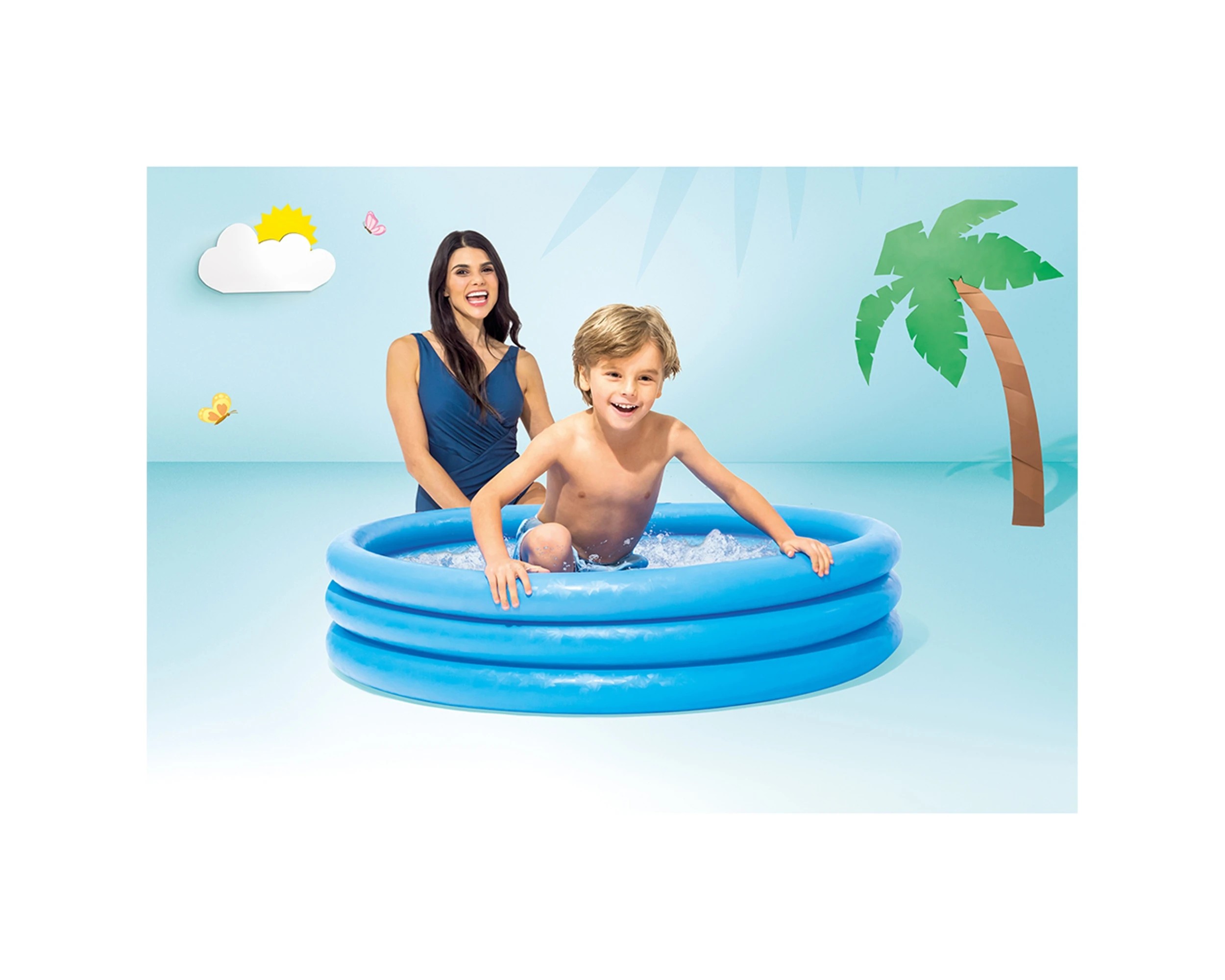 3 INTEX Crystal 114x25cm Inflatable Swimming Pool Kids Portable Outdoor - - Blue, 3 of 3