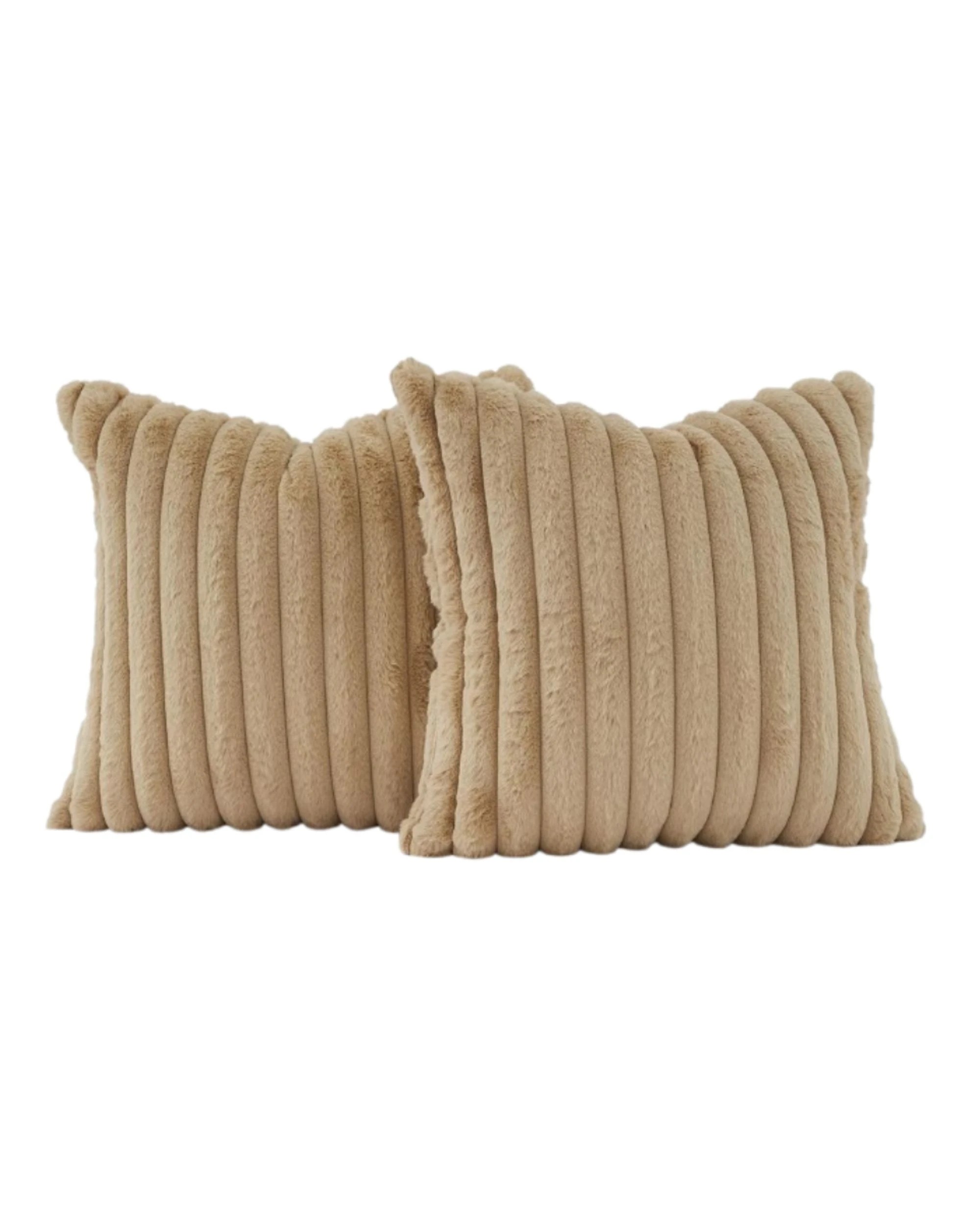 3 Gioia Casa 2-Pack Faux Fur Cushion Covers Soft 45x45cm - Natural, 3 of 4