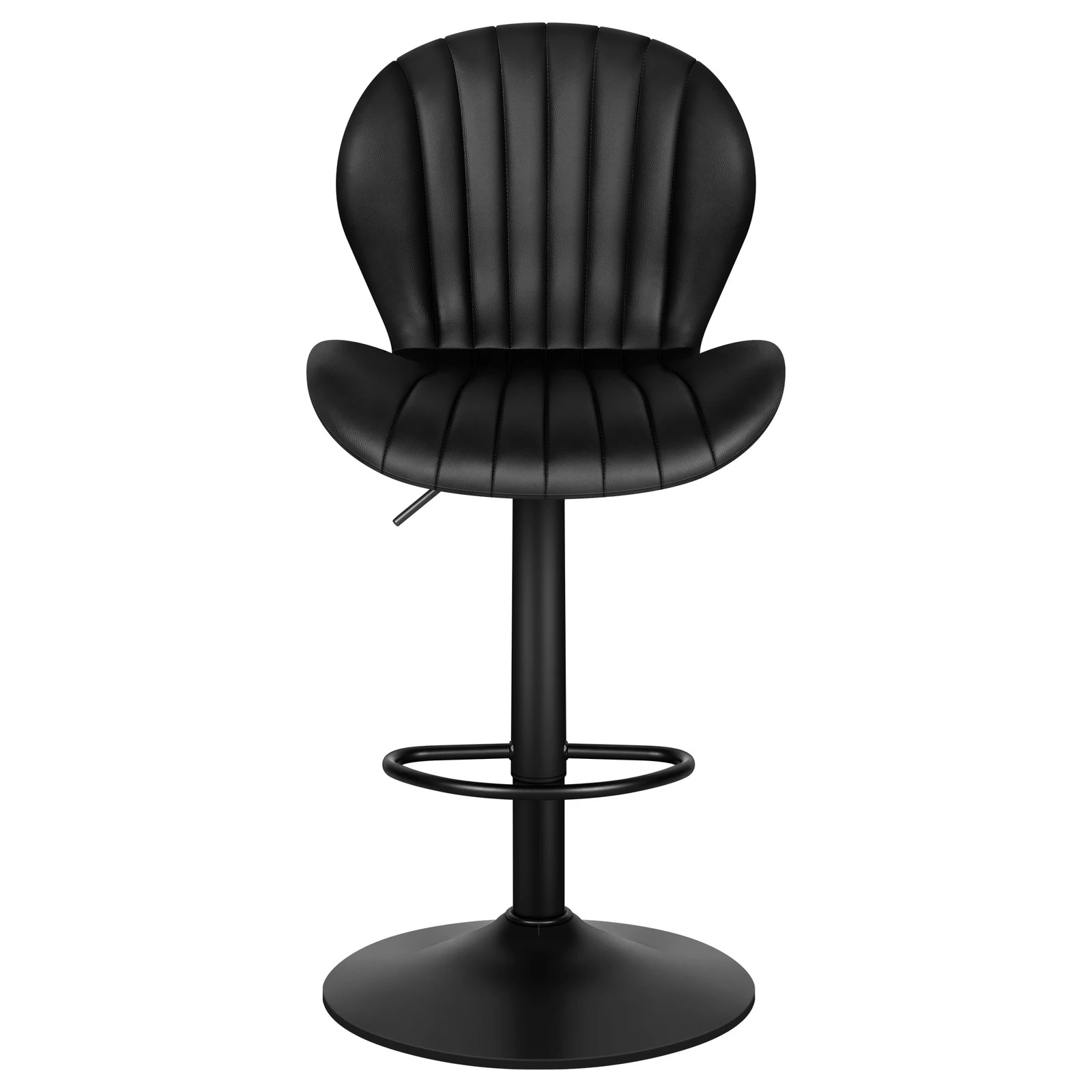 6 Alfordson 2x Bar Stools Gas Lift Leather Bar Chairs Kitchen Swivel Stella - Black, 6 of 10