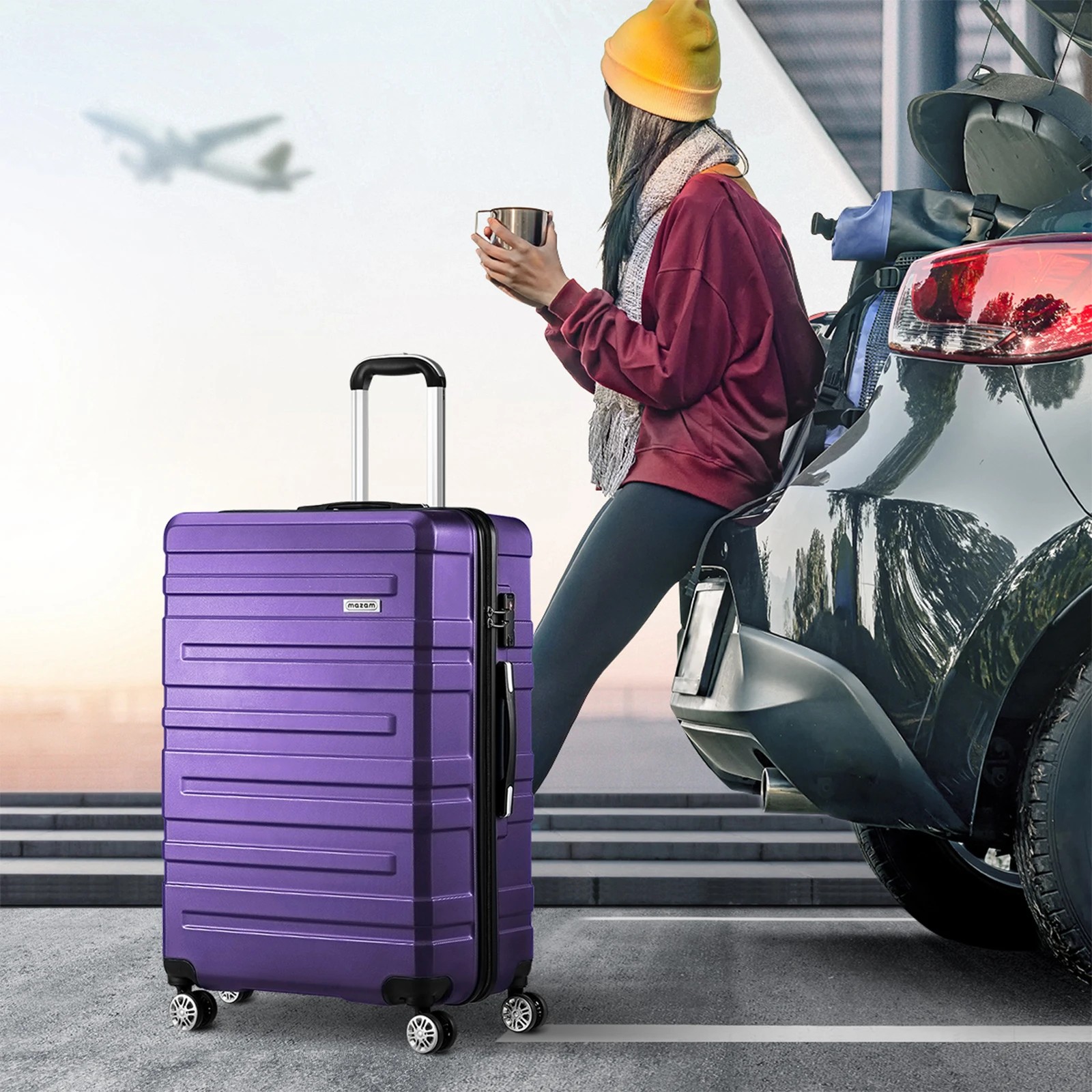4 Mazam 28" Luggage Suitcase Travel TSA Lock Storage Hard Shell Case - Purple, 4 of 10