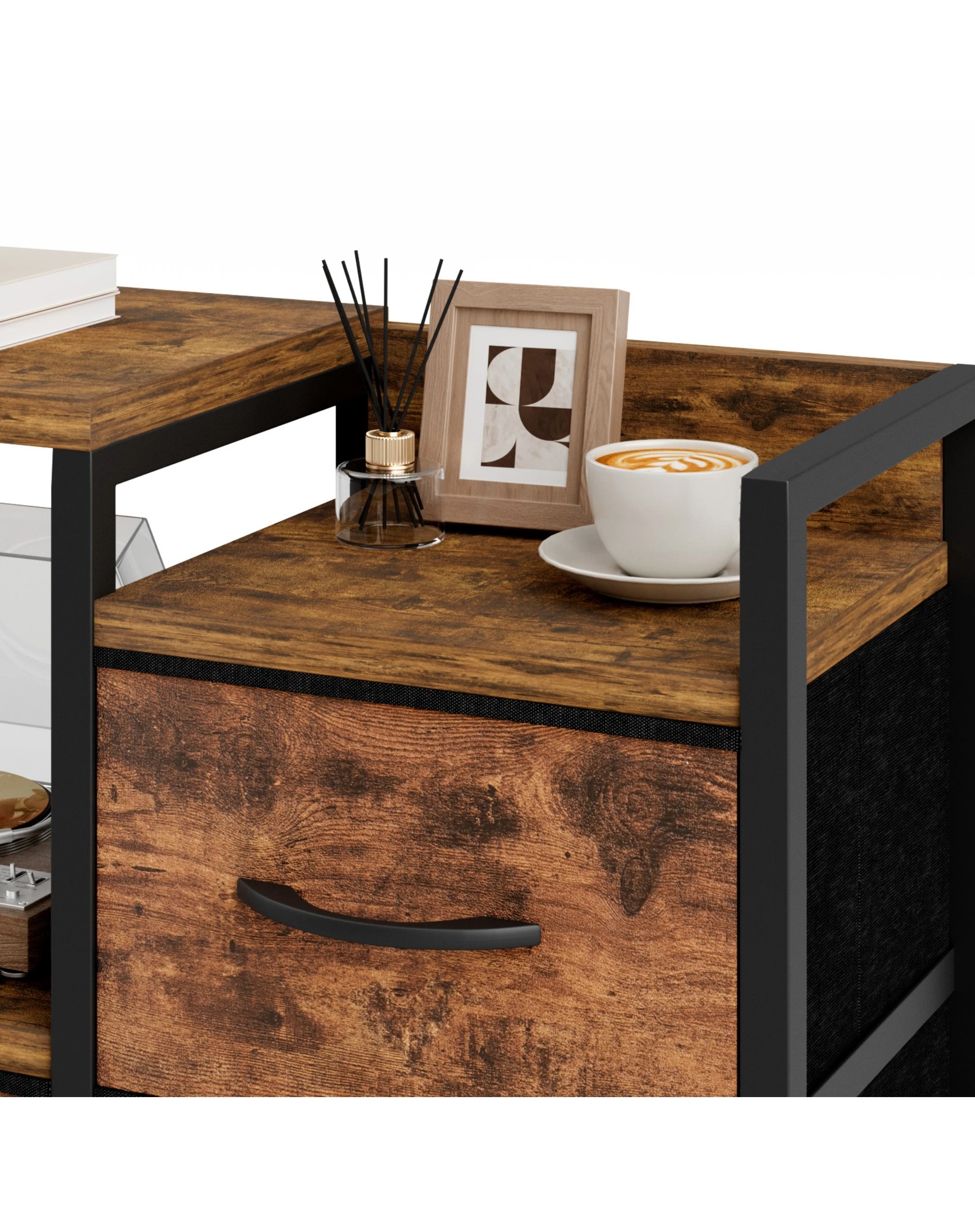 6 Advwin Chest of 5 Drawers Storage Cabinet with Open Shelf - Brown, 6 of 10
