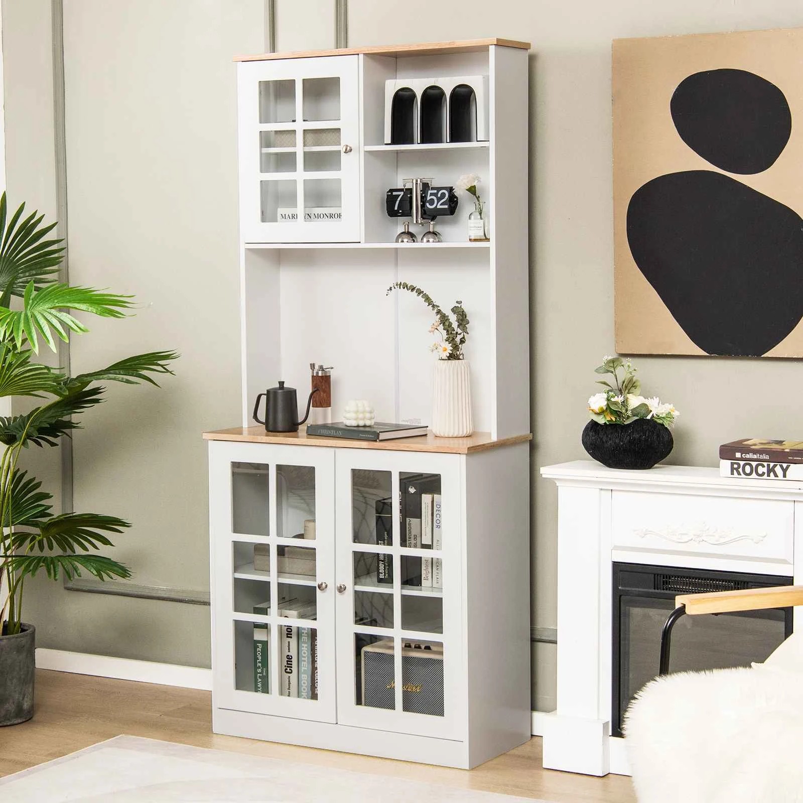3 Costway Kitchen Buffet Sideboard Hutch Countertop 183cm Pantry Cabinet - White, 3 of 3