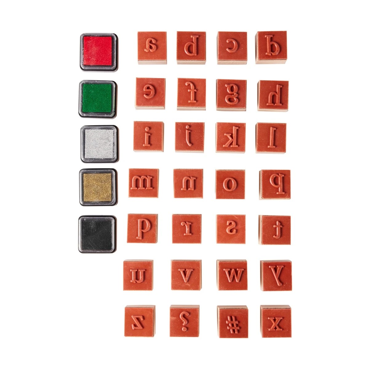 5 Wooden Stamp Set - Alphabet, Lower Case, 5 of 5